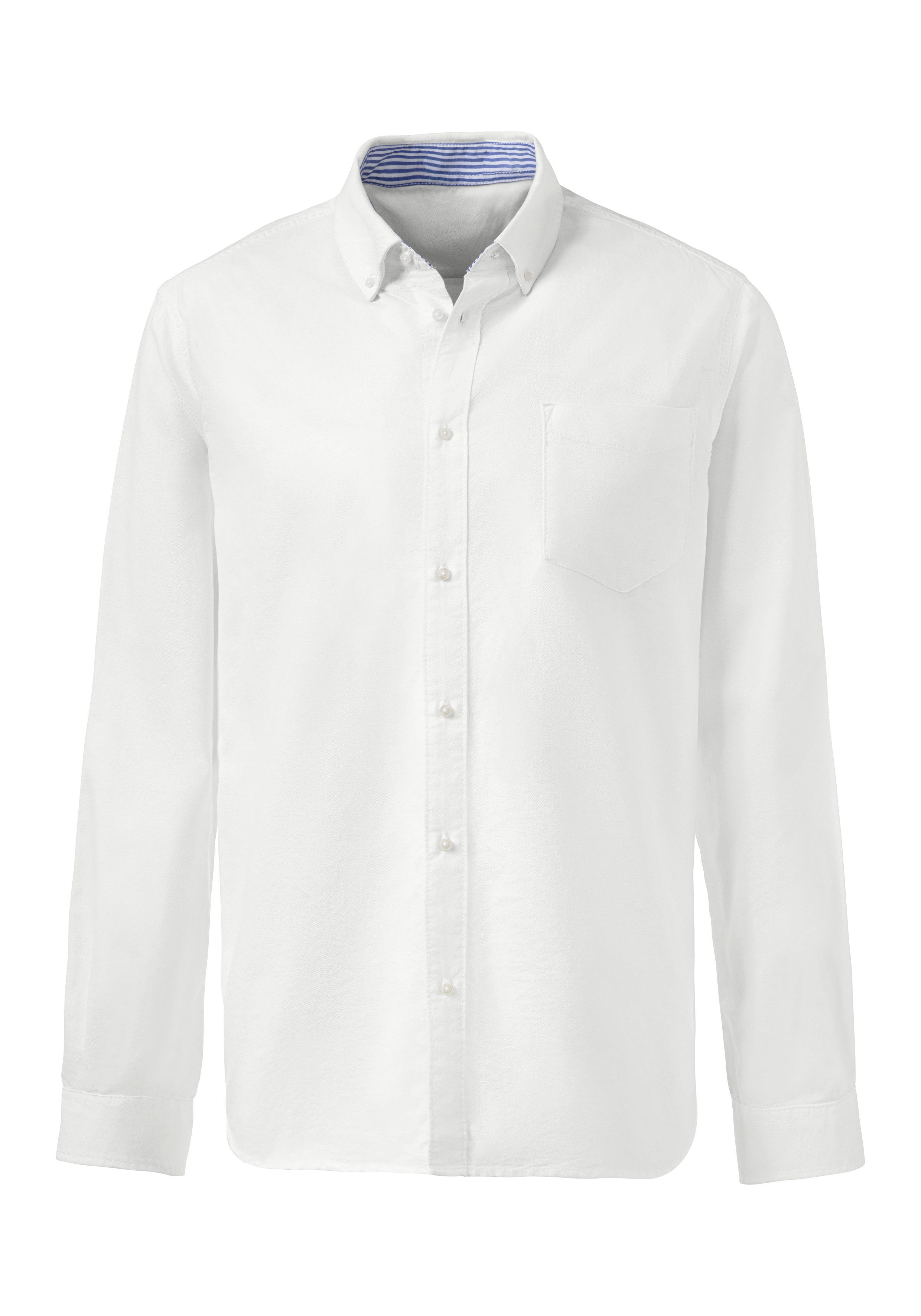 H.I.S Langarmhemd aus reiner Baumwolle, Regular-fit Button-down-Kragen mit gestreiftem Innenkragen – Bild 2 von 5