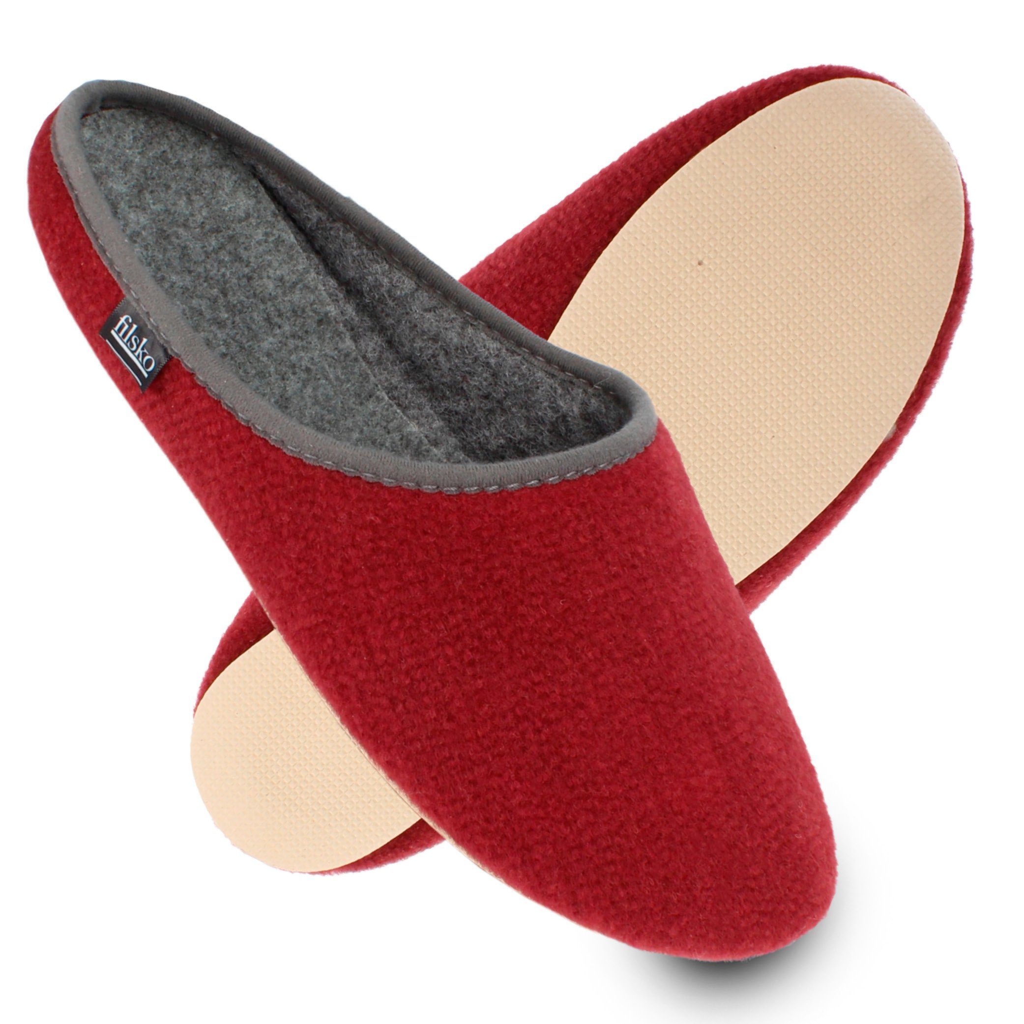 filsko Abisko Filzpantoffeln Damen Herren Hausschuh Filzpantoffeln, Leichtgewicht, Gästehausschuhe, Slip-On, Gummisohle