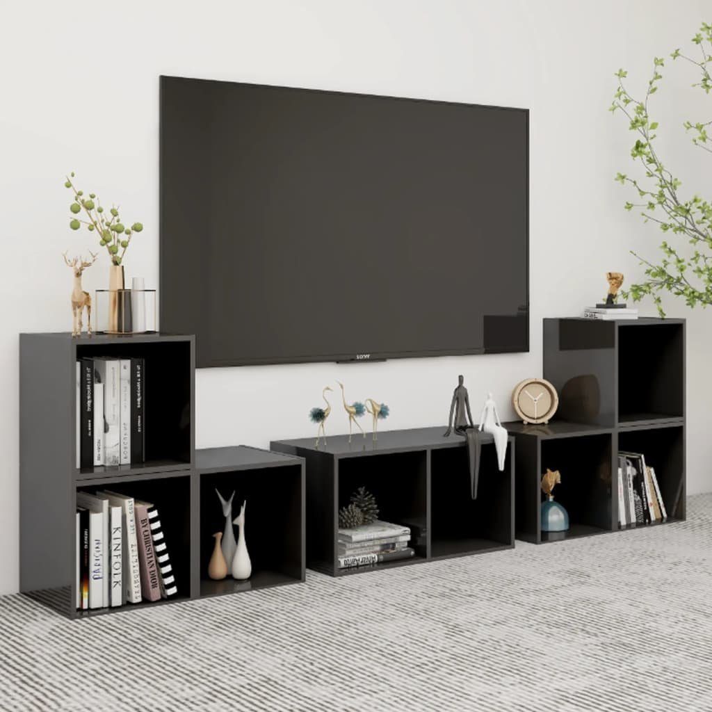 furnicato TV-Schrank 6-tlg. TV-Schrank-Set Hochglanz-Grau Holzwerkstoff