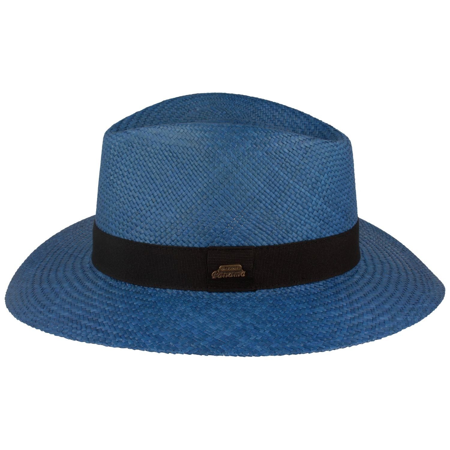 Breiter Strohhut Eleganter original Panama Hut 50+ UV-Schutz blau