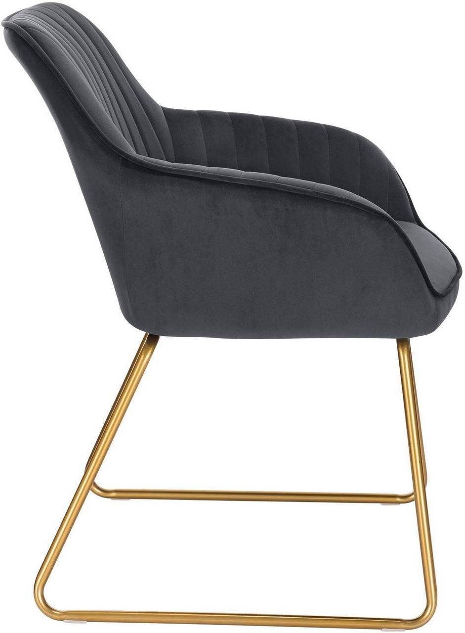 Sitzfläche St), (1 Esszimmerstuhl aus aus Beine Samt Sessel Gold Woltu Metall Dunkelgrau