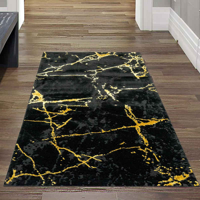 Teppich »Teppich Design Wohnzimmerteppich Marmor Optik in schwarz gold«, Teppich-Traum, rechteckig, Höhe 12 mm