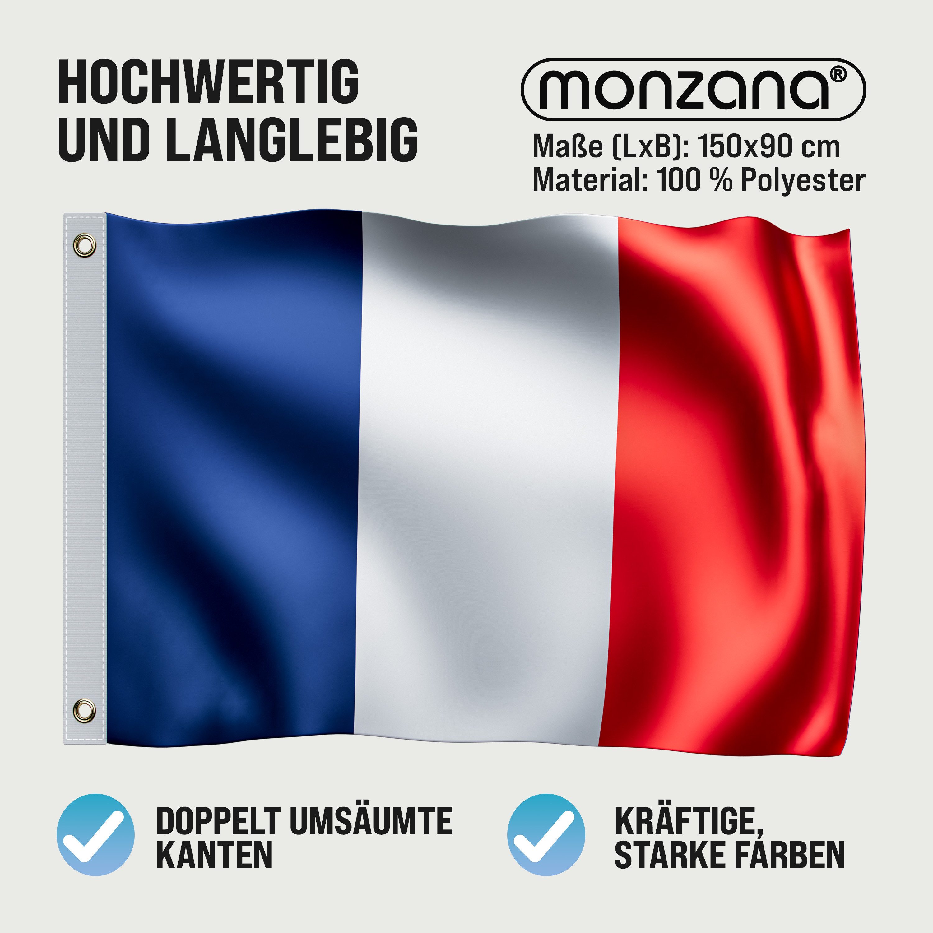 monzana Fahne, Flagge 150x90cm Metallösen strapazierfähig Fahne 100% Polyester