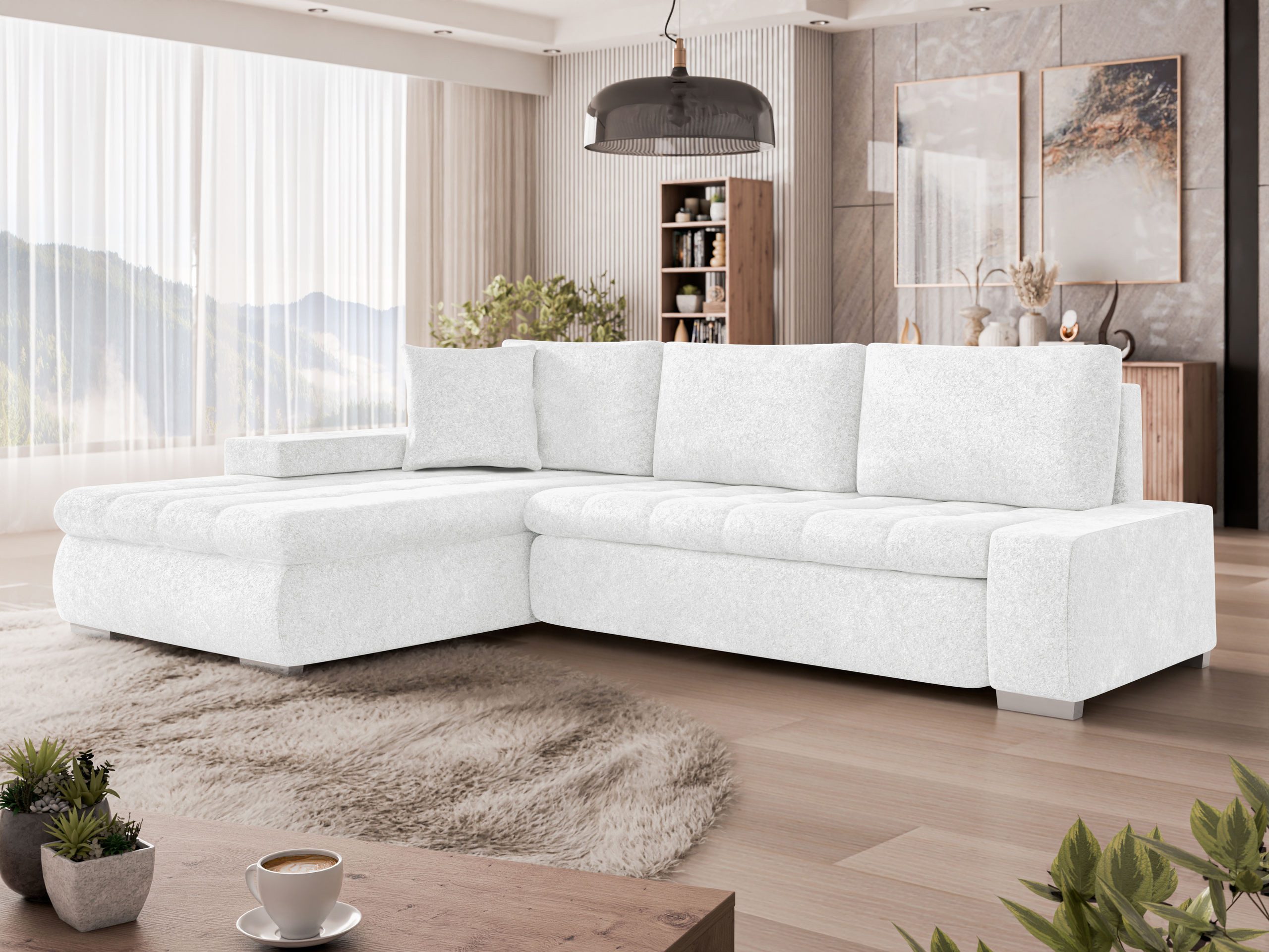 MIRJAN24 Ecksofa Orkan Mini, mit Bettkasten und Schlaffunktion, Universell, L-Form, 265x185x85 cm