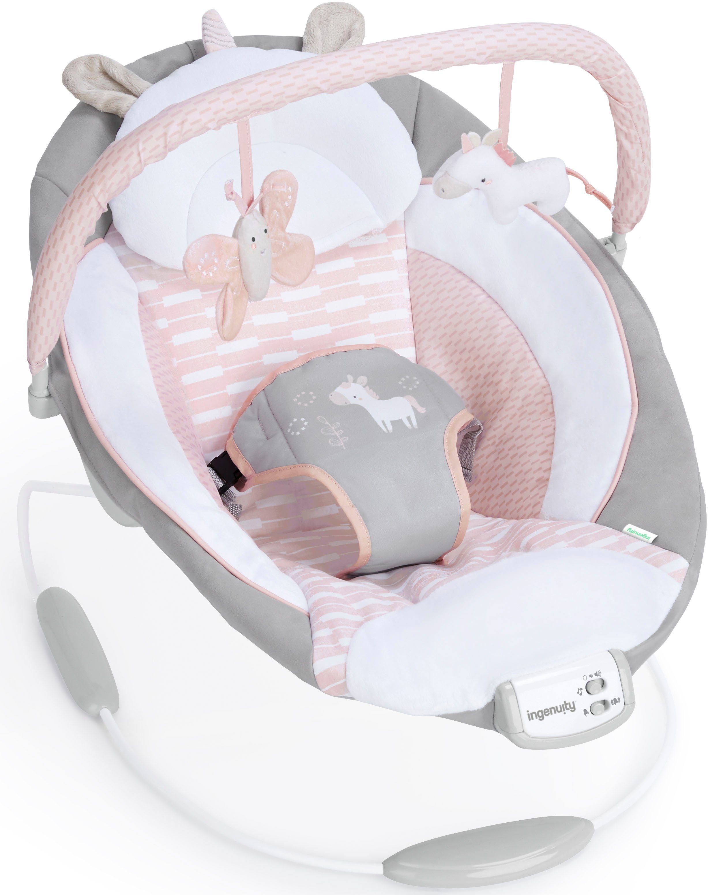 ingenuity Babywippe Soothing Bouncer, Flora the Unicorn, mit Vibration und Melodien – Bild 2 von 5