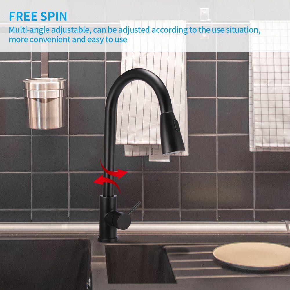 mit Schwenkbar Schwarz Küche Wasserhahn Ausziehbar BlingBin 360° Brause (1 Küchenarmatur Mischbatterien Set, 1-St) Küchenarmatur