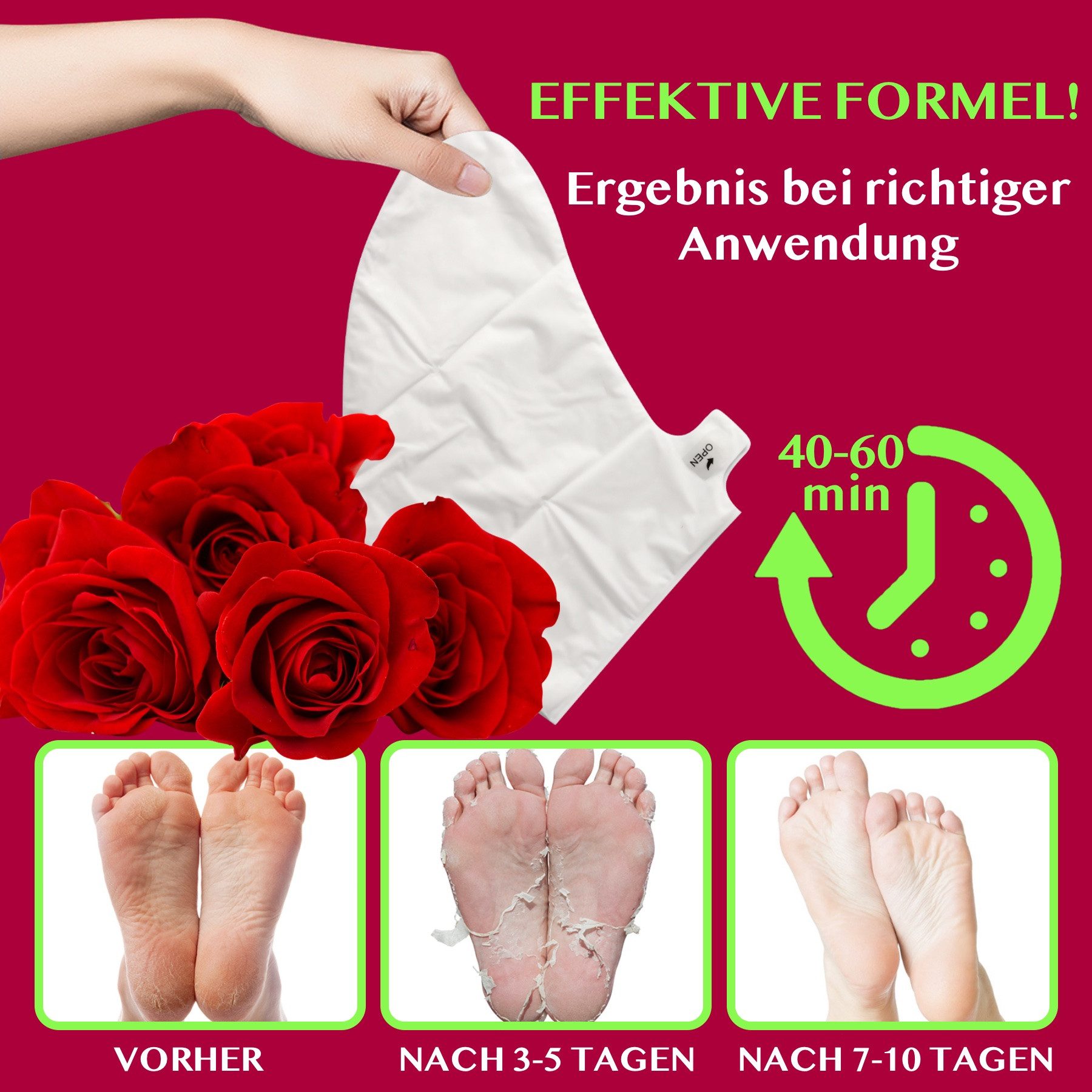 ALIVER Fußmaske Fußpflege Anti Hornhaut Socken Rose Aliver, 1-tlg.