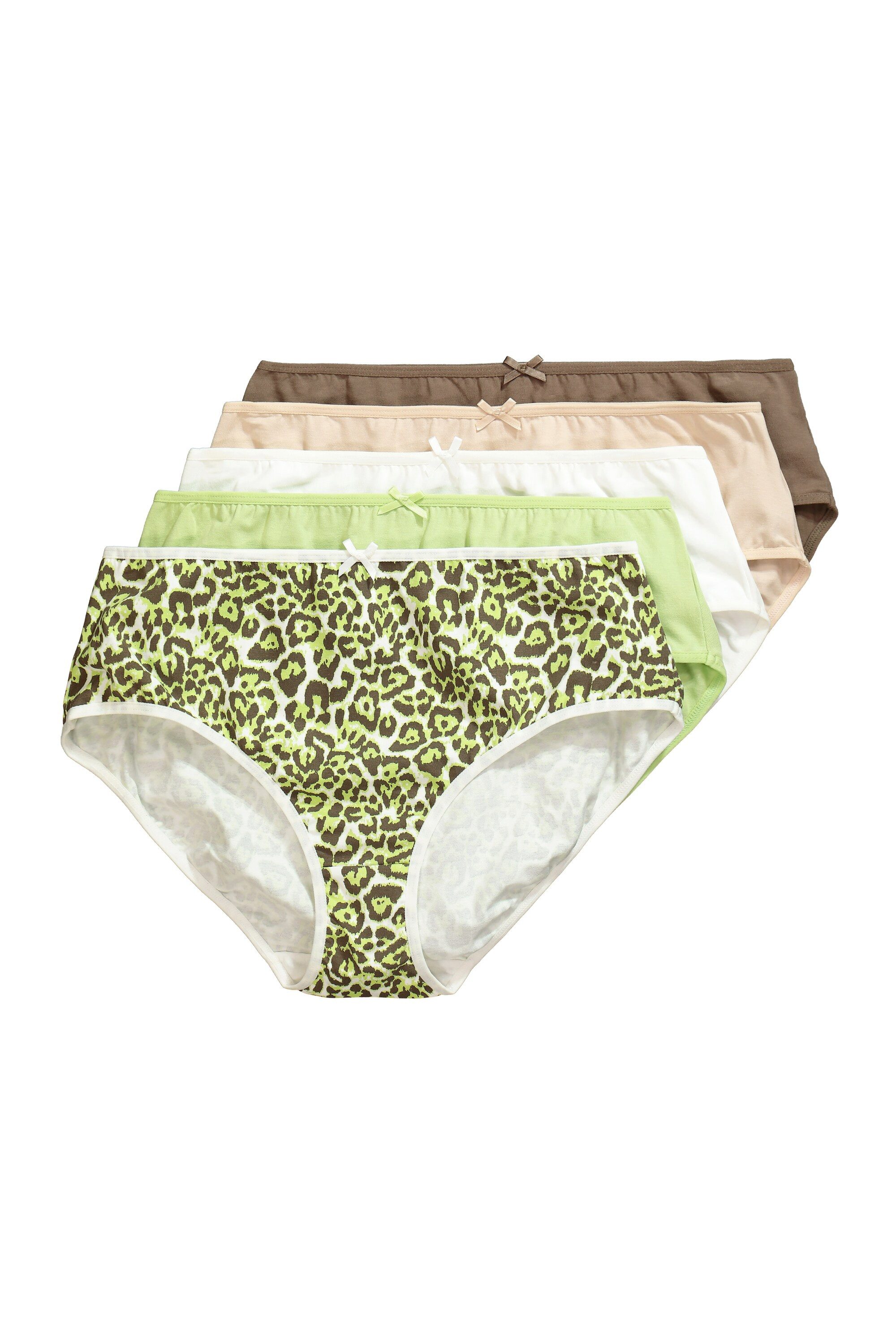 Ulla Popken Midislip Midislips 5er-Pack farbiges Leomuster/einfarbig