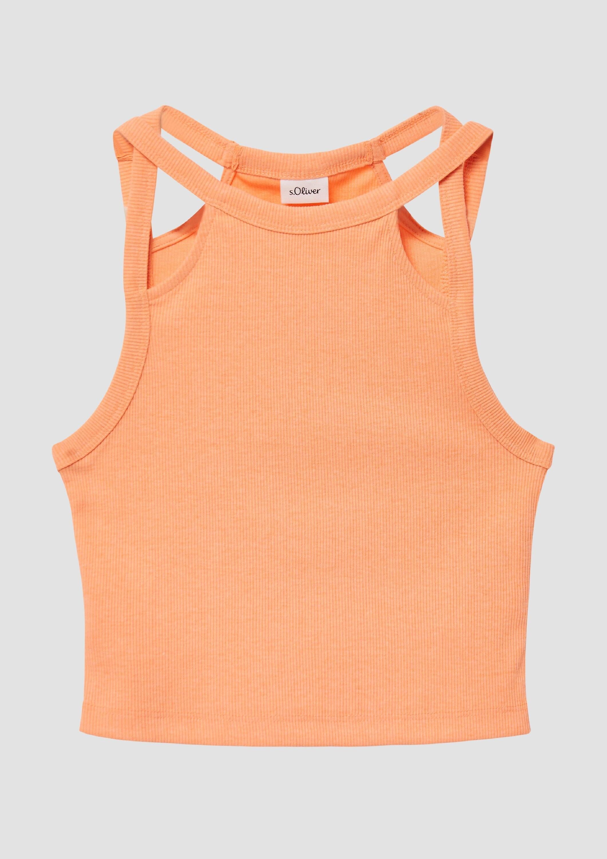 s.Oliver Cardigan T-Shirt Verkürztes Tanktop aus Rippware mit Cut-outs