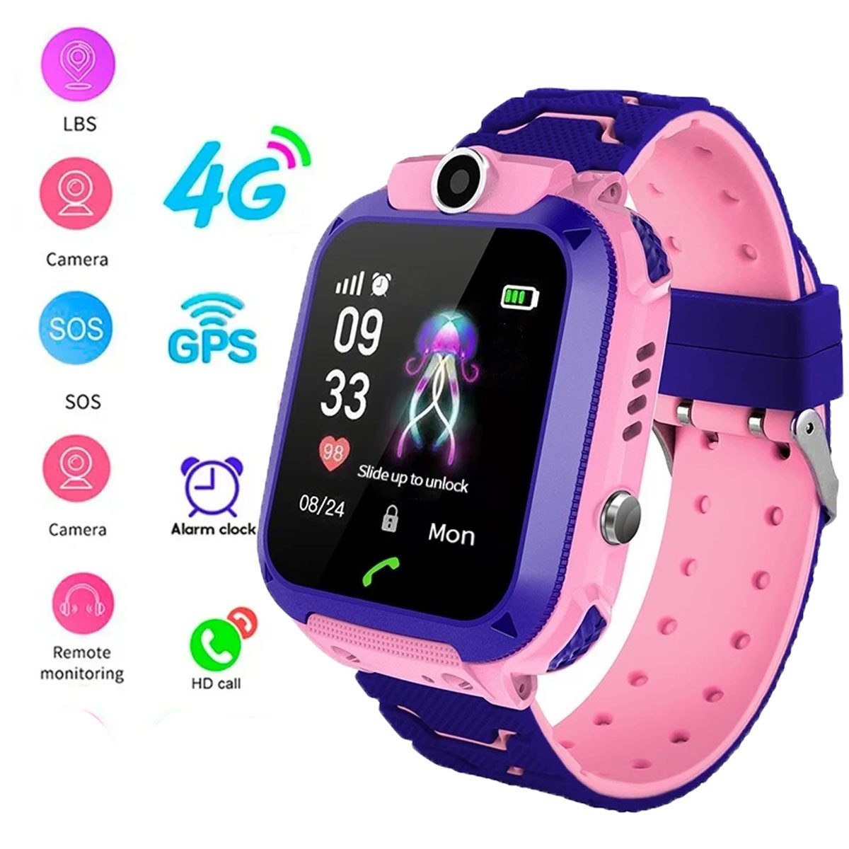 ZREE 4G Kinder Smartwatch mit GPS und Telefon Smartwatch (1,44 Zoll) Wasserdichte Telefon Uhr, SIM, LBS, Smart Watch mit WiFi, Videoanruf,SOS Kinderuhr