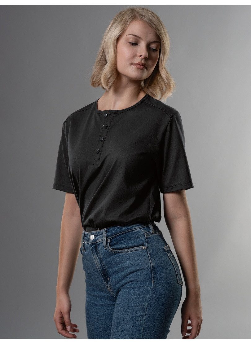 Trigema T-Shirt TRIGEMA T-Shirt mit Knopfleiste DELUXE Baumwolle (1-tlg)