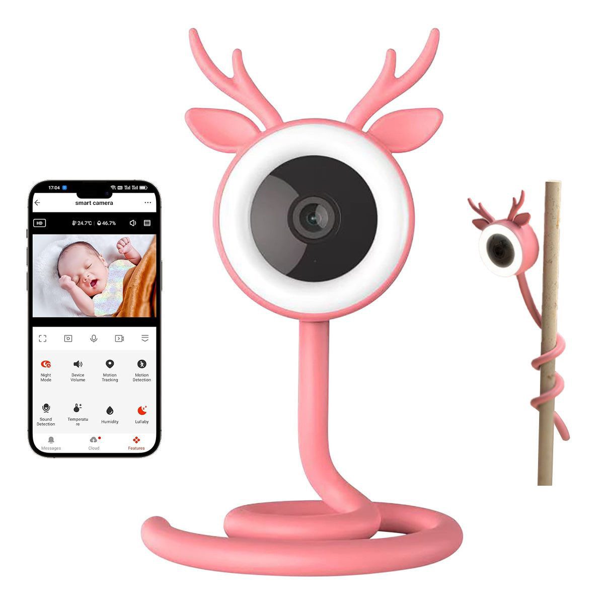 Video-Babyphone Babymonitor, HD WIFI-Babyphone mit 4MP Kamera mit Standfuß
