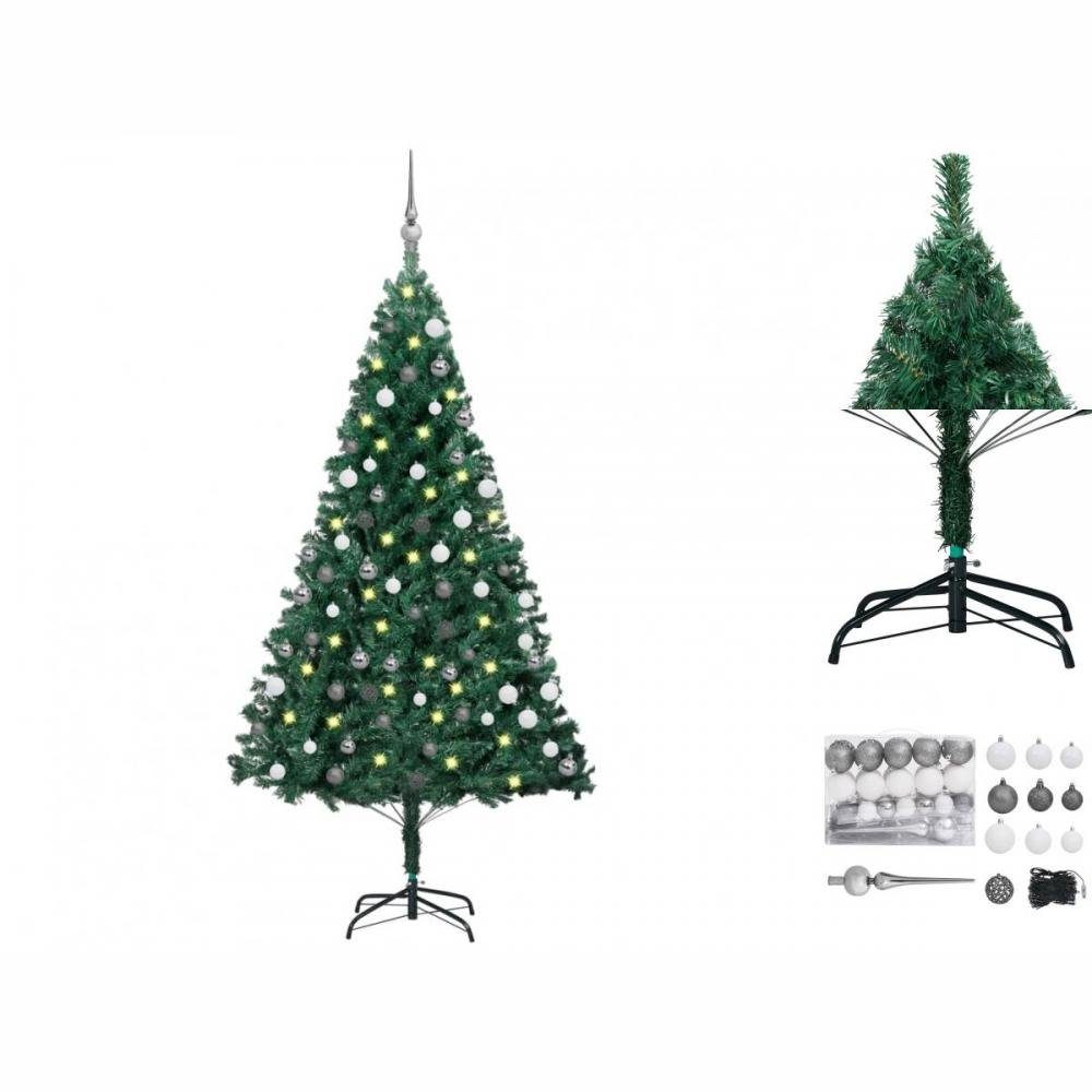 vidaXL Künstlicher Weihnachtsbaum Künstlicher Weihnachtsbaum mit LEDs Kugeln Grün 120 cm PVC