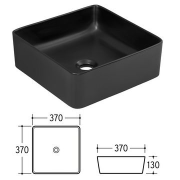 Lomadox Waschtisch ADELAIDE-56-BLACK, schwarz matt gerillt, Platte in Eiche Nb., mit Keramik-Waschbecken