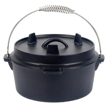 BURI Fleischtopf Dutch Oven Topf aus Gusseisen 4,3 L Schmortopf Kochtopf Grillplatte, Gusseisen