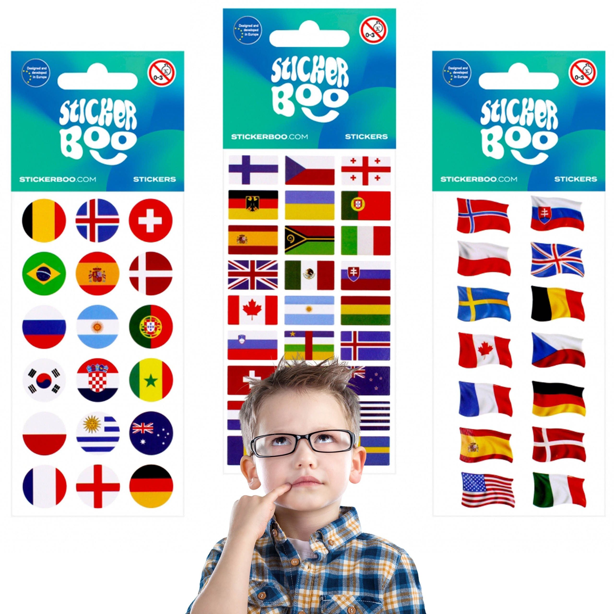 Sticker Stickerset für Kinder, Flaggenaufkleber