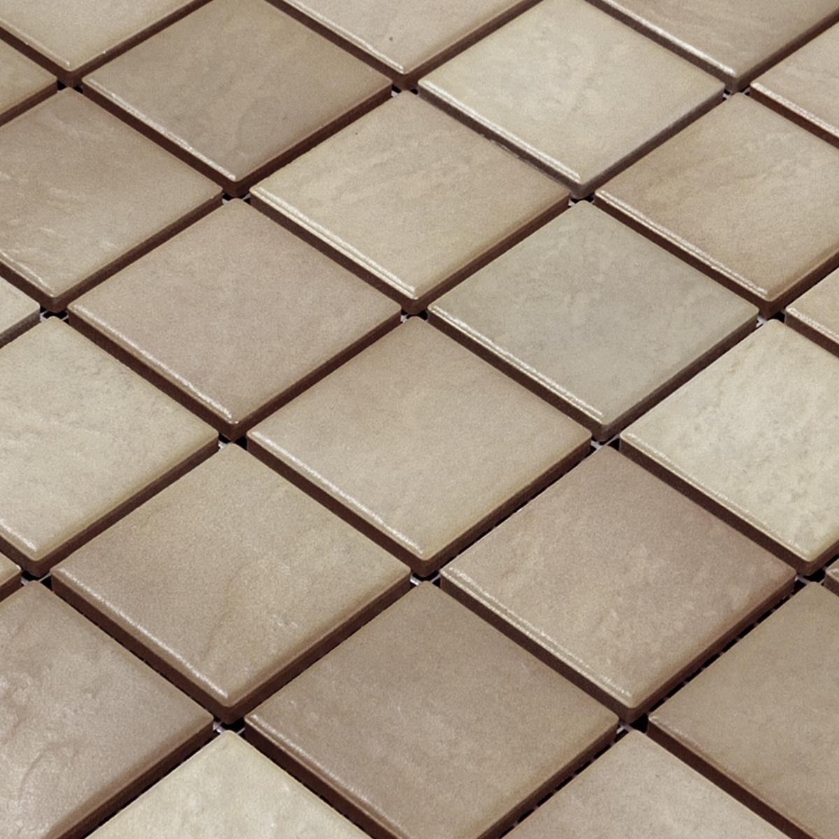 Mosafil Mosaikfliesen Keramikmosaik Fliesen Palazzia, Keramik 29.700x29.700, braun, Verlegefertig auf ein Netz geklebt - Frostsicher - Wasserdicht -