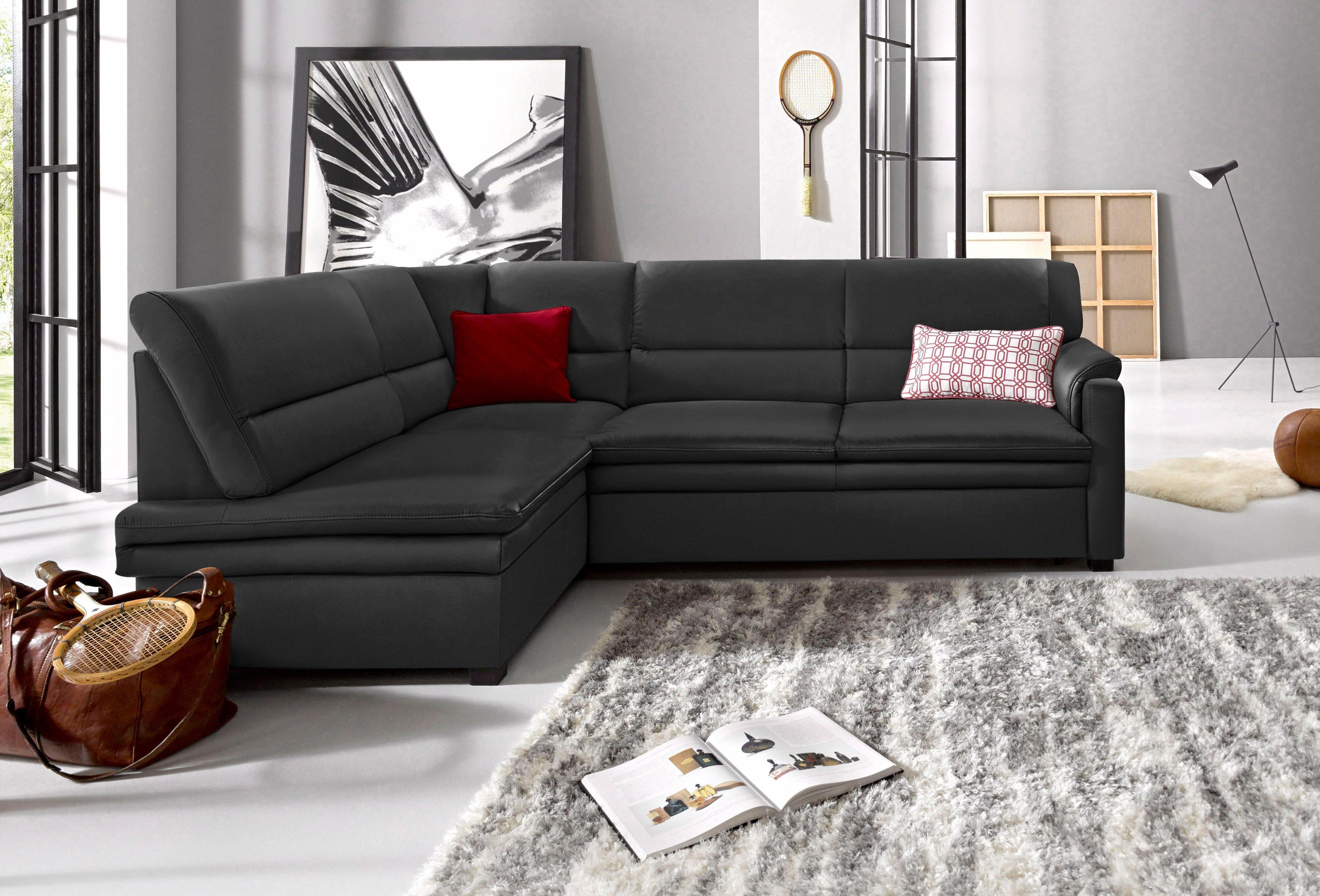 sit&more Ecksofa "Pisa L-Form", mit Federkern, wahlweise mit Bettfunktion günstig online kaufen