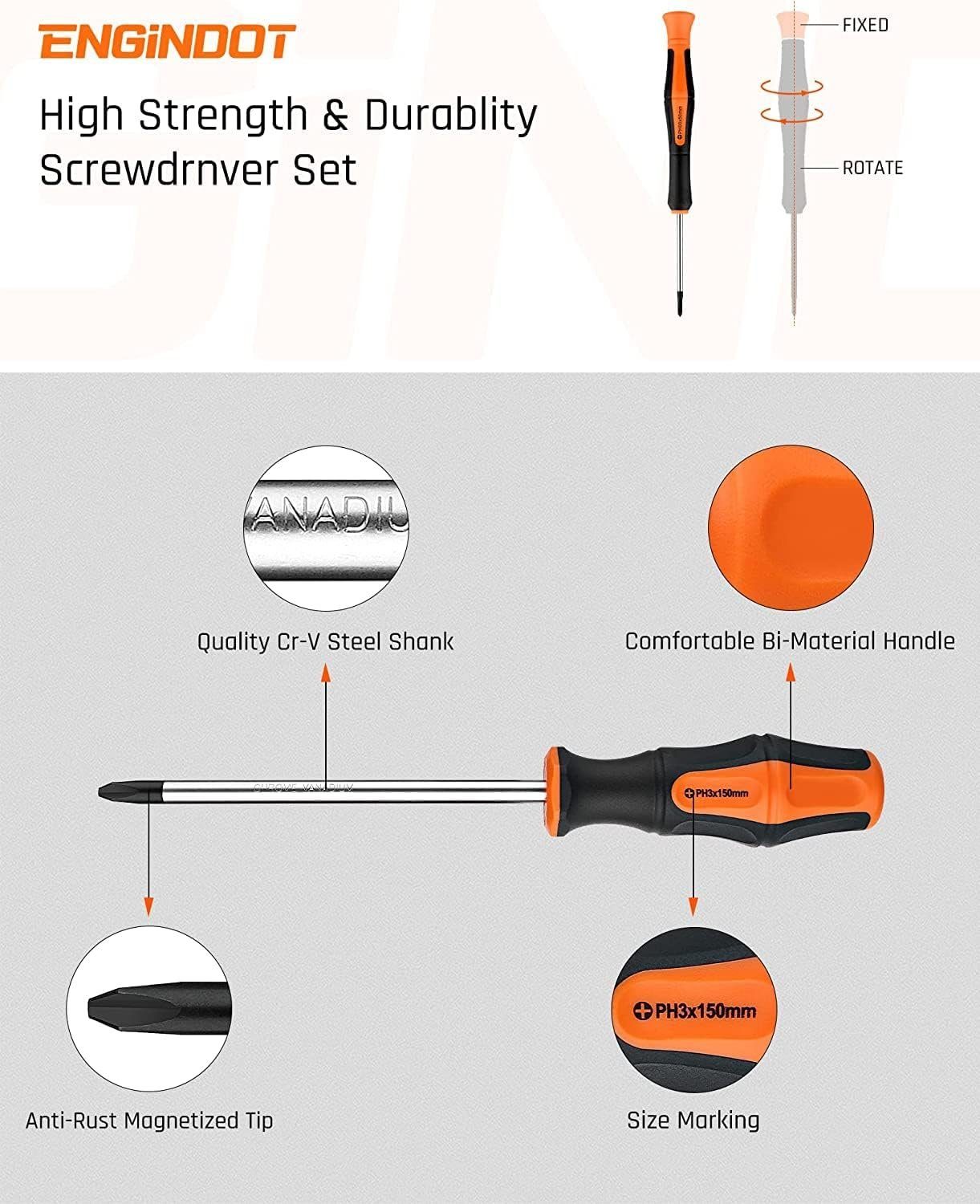 Diyarts Screwdriver Set (26 pieces), Chrome Vanadium Steel, Magnetized