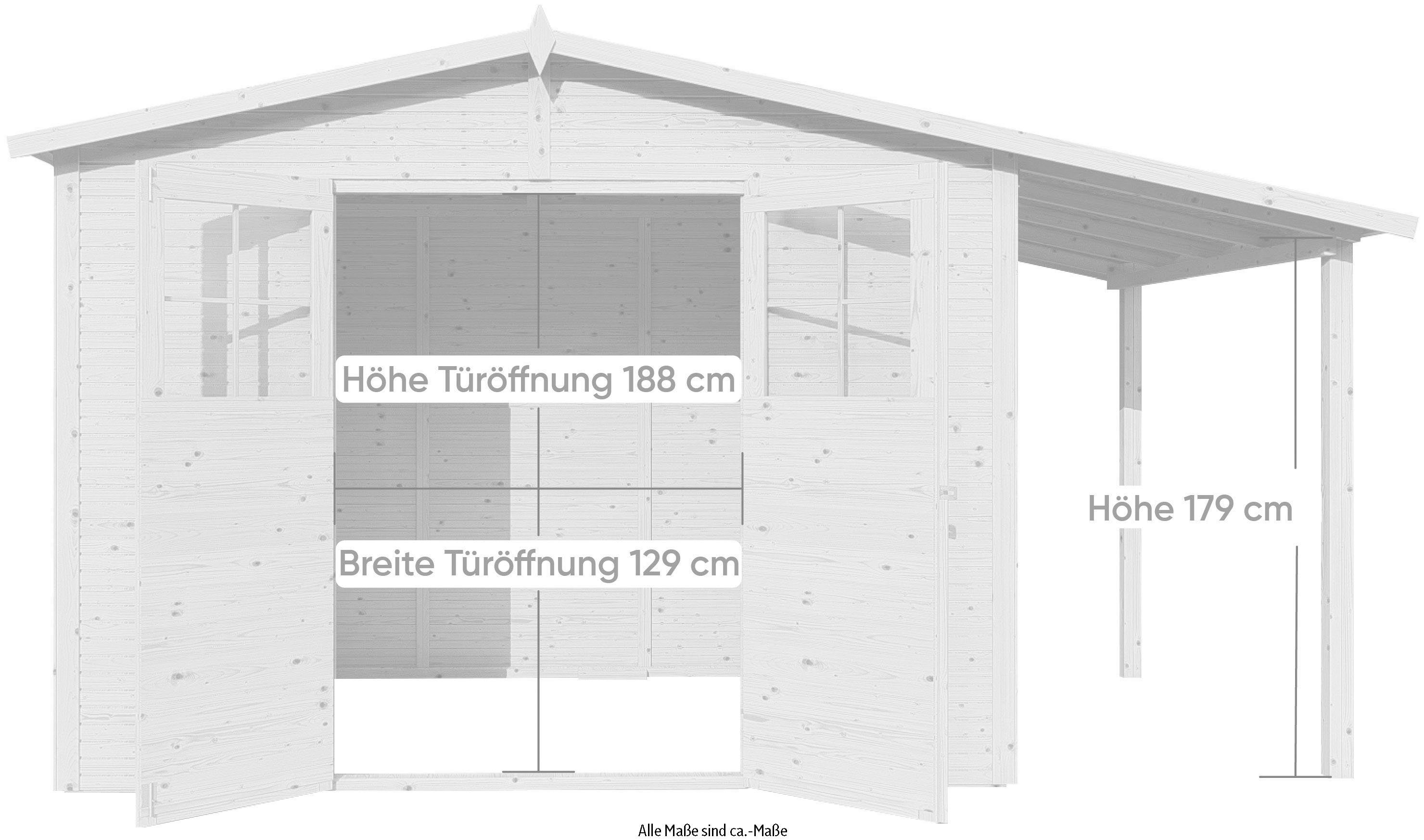 BxT: Gartenhaus 440x209 Fineline cm, mit 4 PLUS Satteldach, Anbaudach KONIFERA Alto