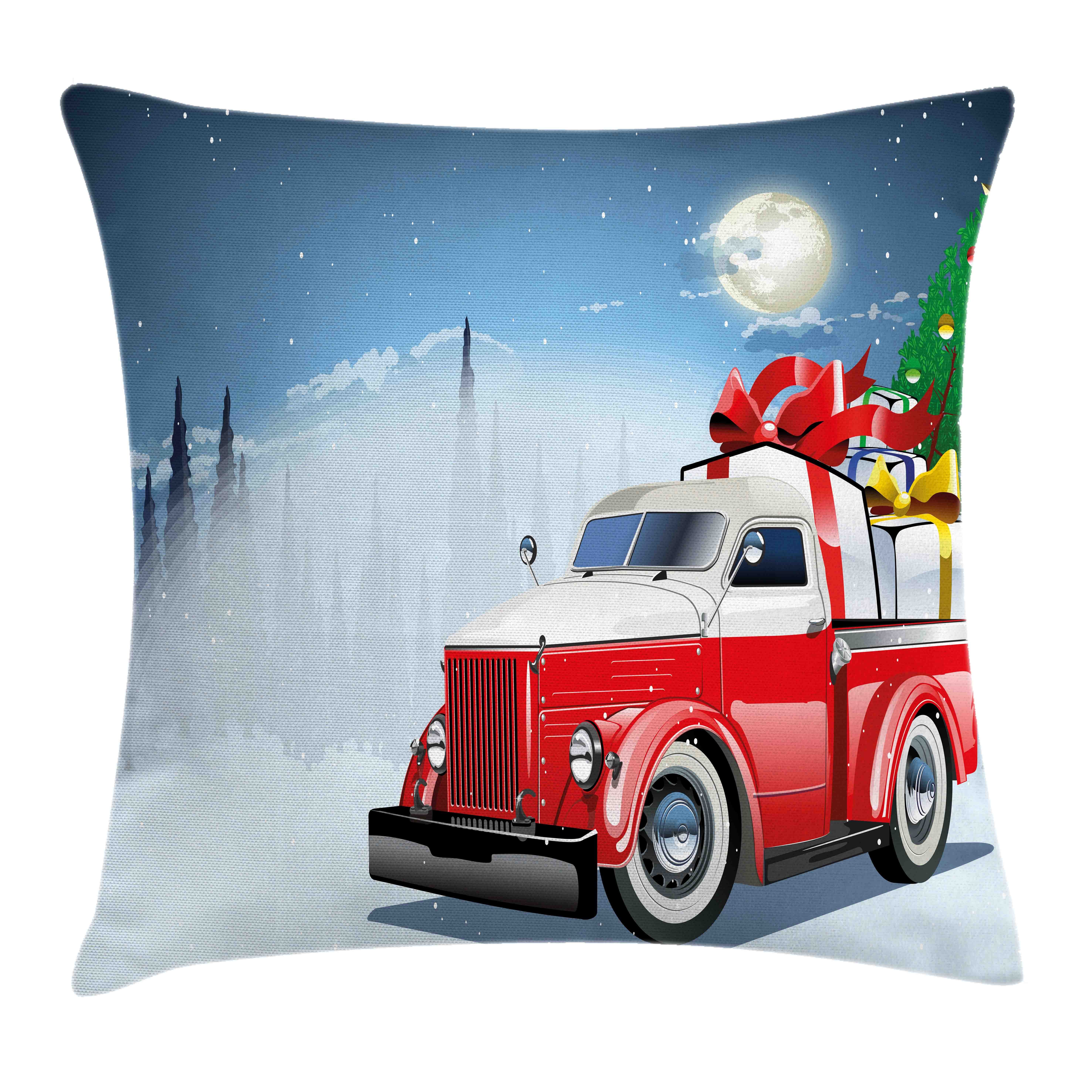 Beidseitiger American Stück), Geschenke Truck Abakuhaus Reißverschluss Kissenbezüge (1 Kissenhülle Farben Weihnachten Farbfesten Druck, mit