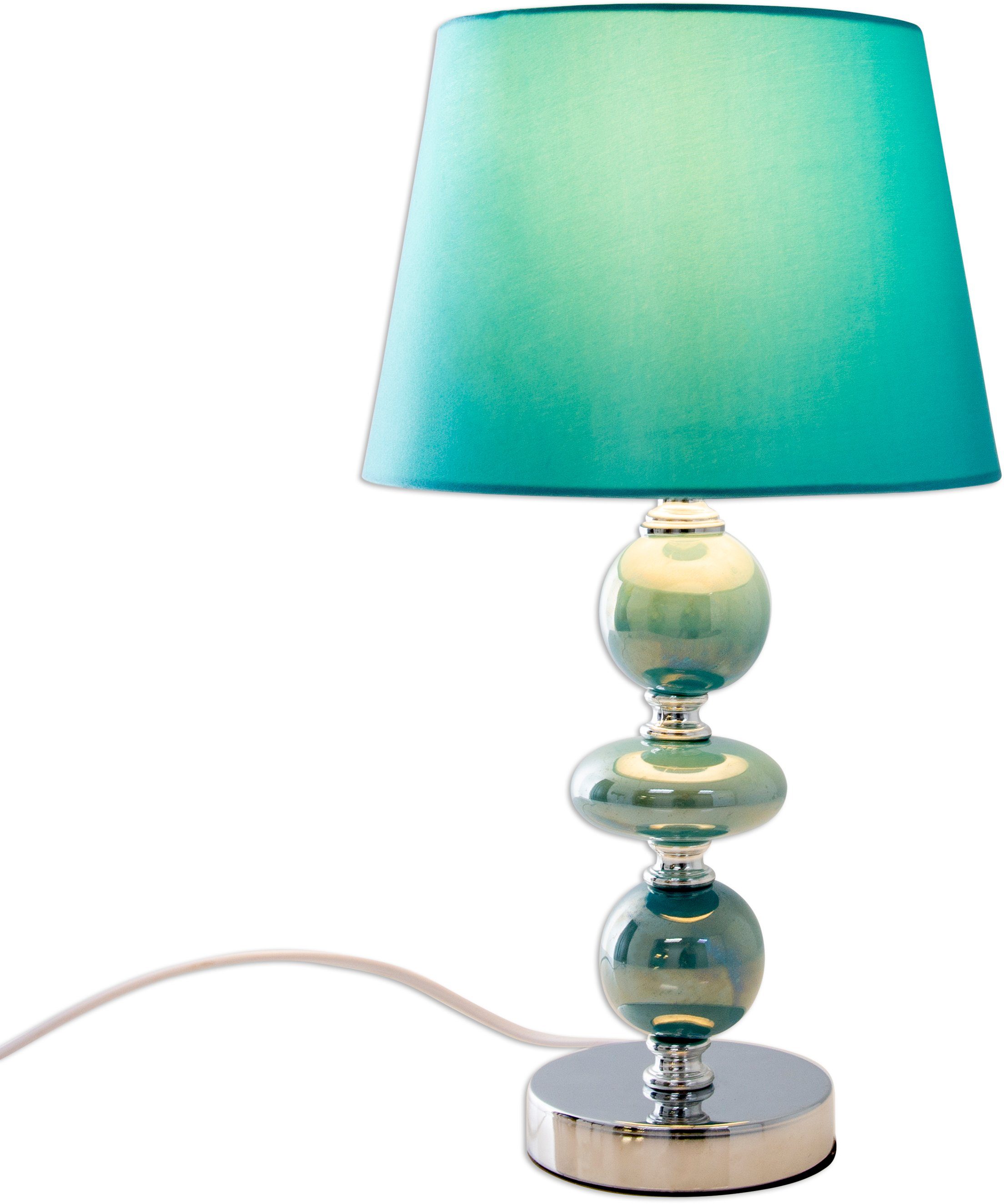 näve Tischleuchte Araga, ohne Leuchtmittel, Keramik Tischleuchte mit Satinschirm, Kippschalter, Höhe 36 cm | Tischlampen