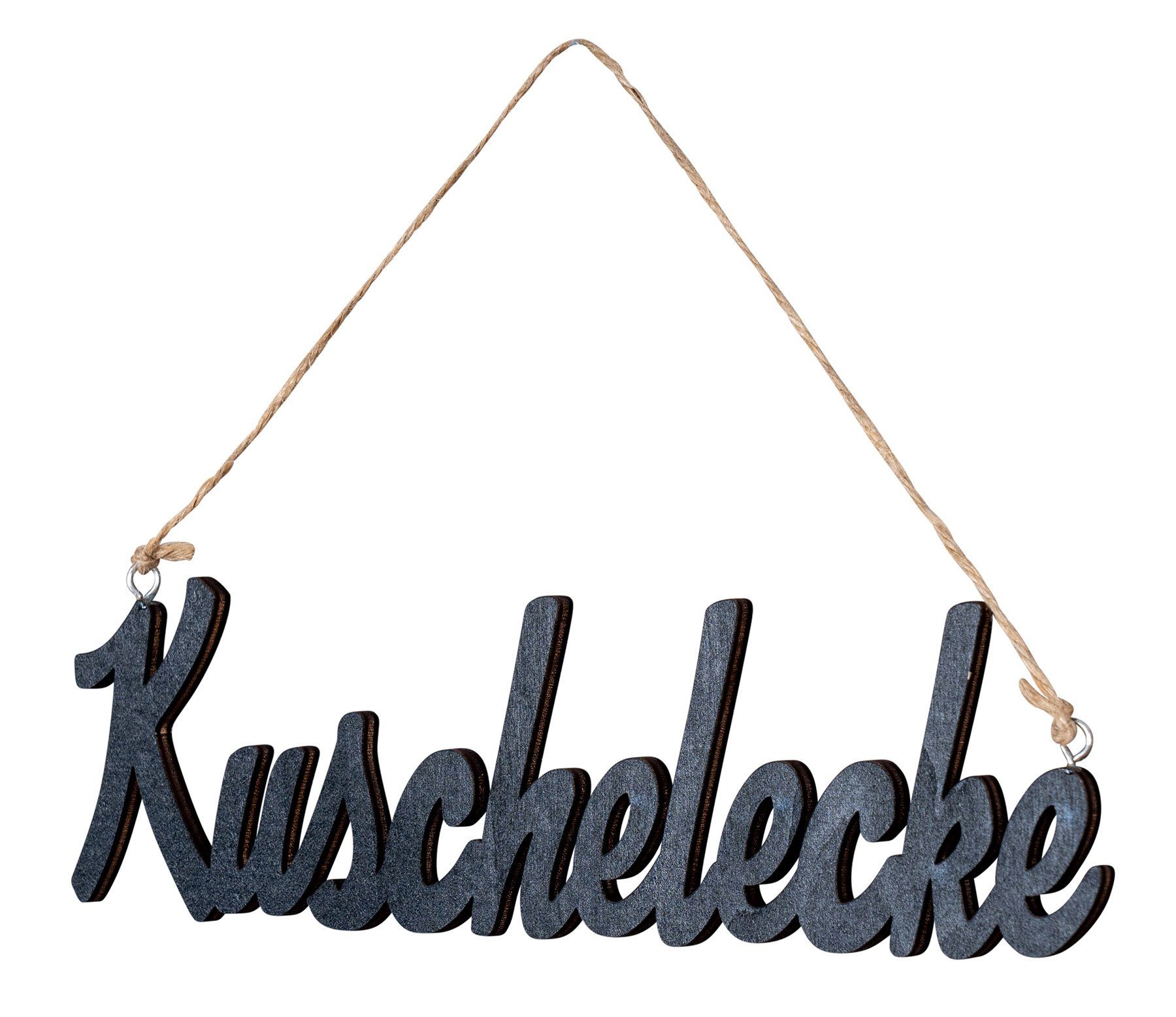 Kuschelecke Holz Hängerchen Türschild Schwarz Levandeo® Schriftzug Dekoobjekt, L22cm