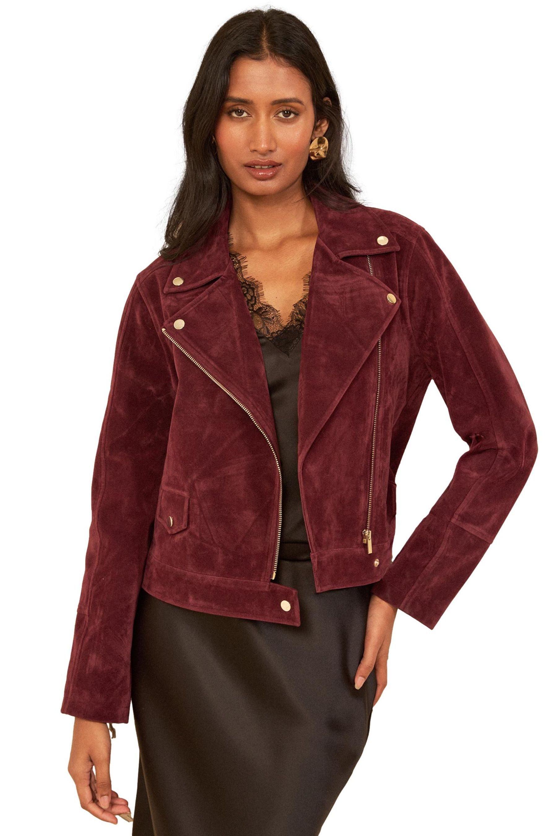 Love & Roses Bikerjacke Love & Roses Bikerjacke aus Kunstveloursleder (1-St)