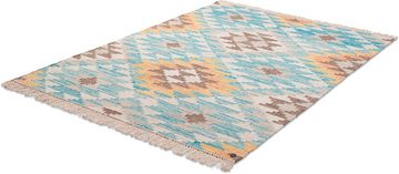 Teppich Check Kelim, TOM TAILOR HOME, rechteckig, Höhe: 5 mm, handgewebt, mit Fransen, Boho-Style