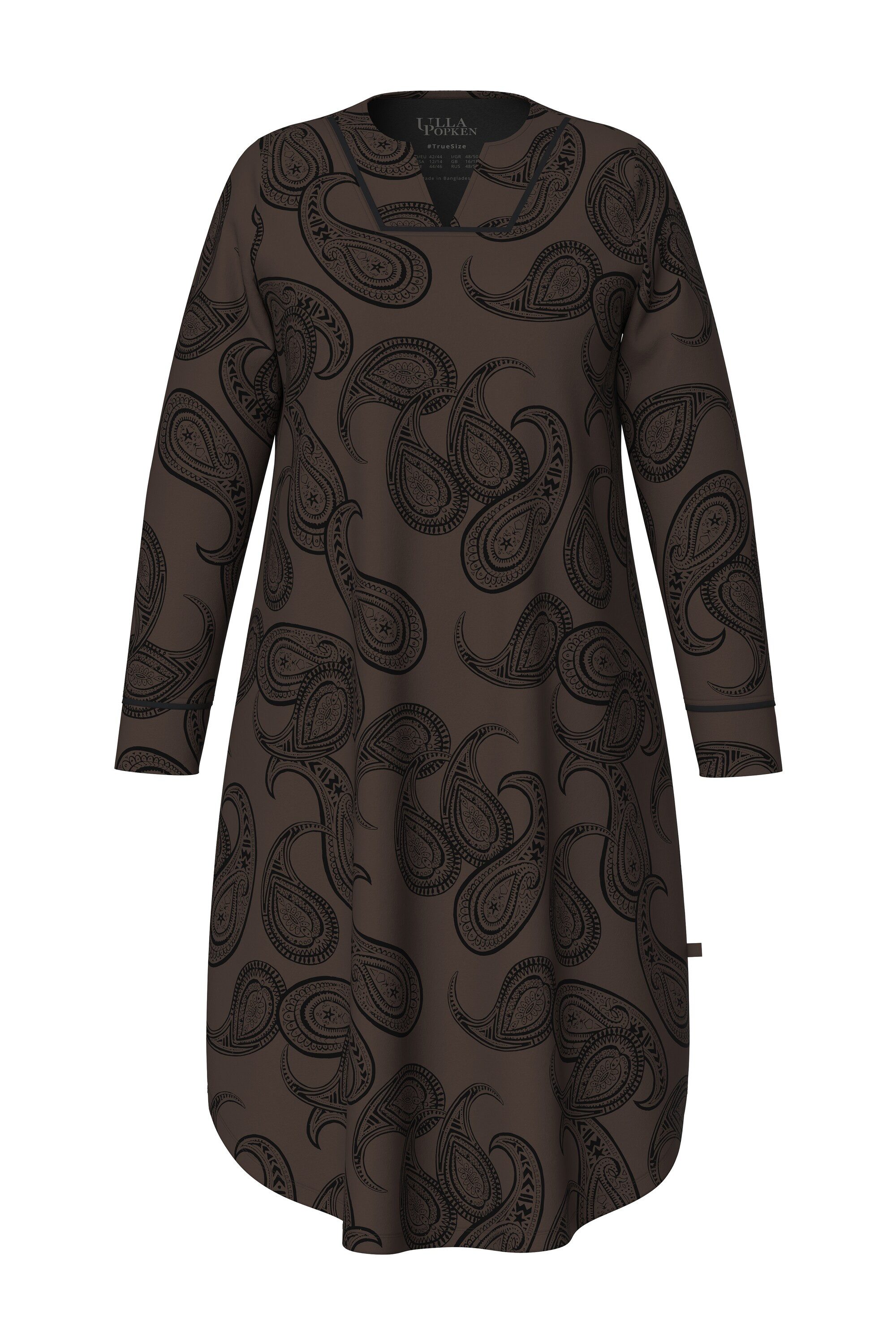 Ulla Popken Nachthemd Nachthemd Paisleymuster Tunika-Ausschnitt Langarm günstig online kaufen