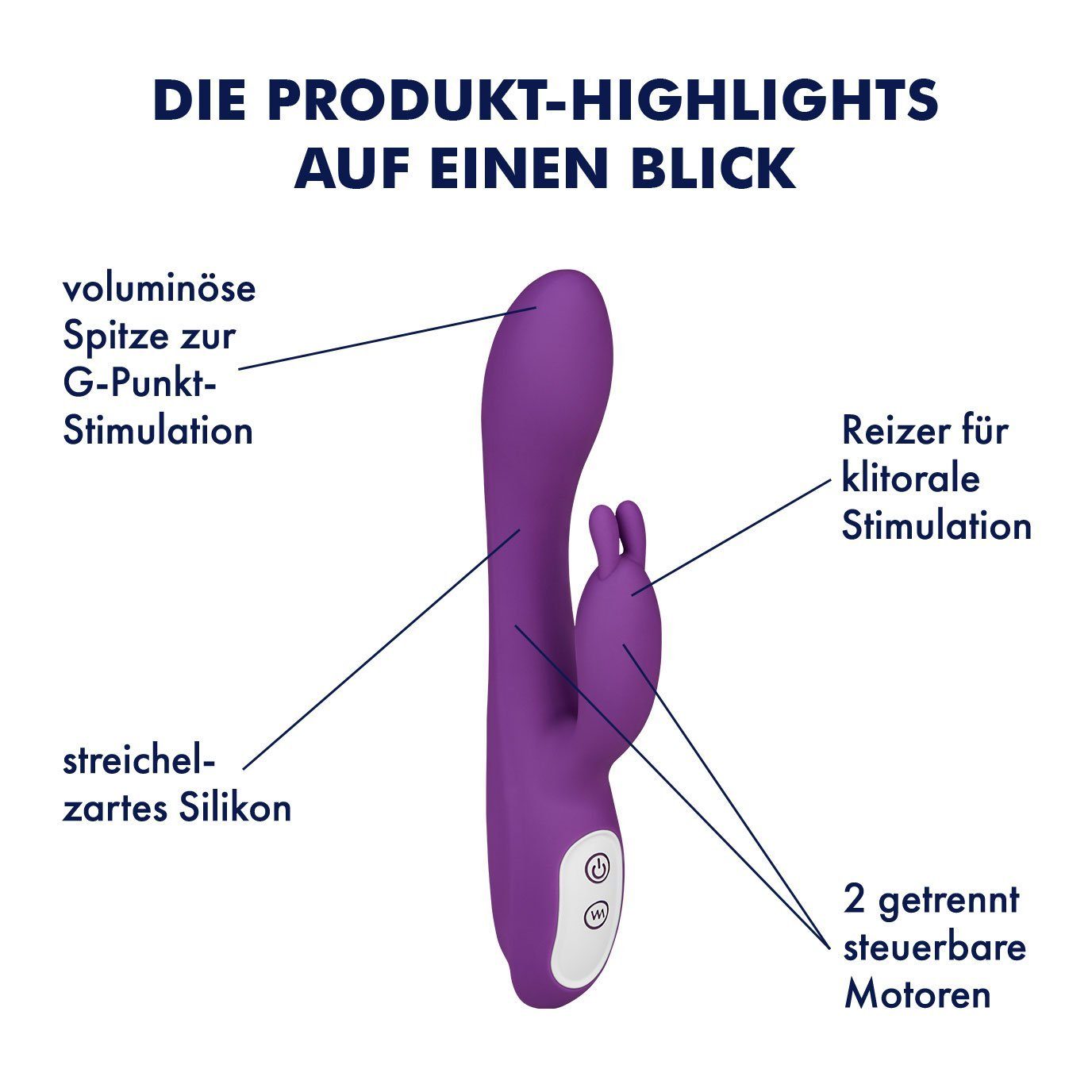 (22cm) Klitoris-Stimulator Wärmefunktion lila weiß Rabbit EIS / mit EIS