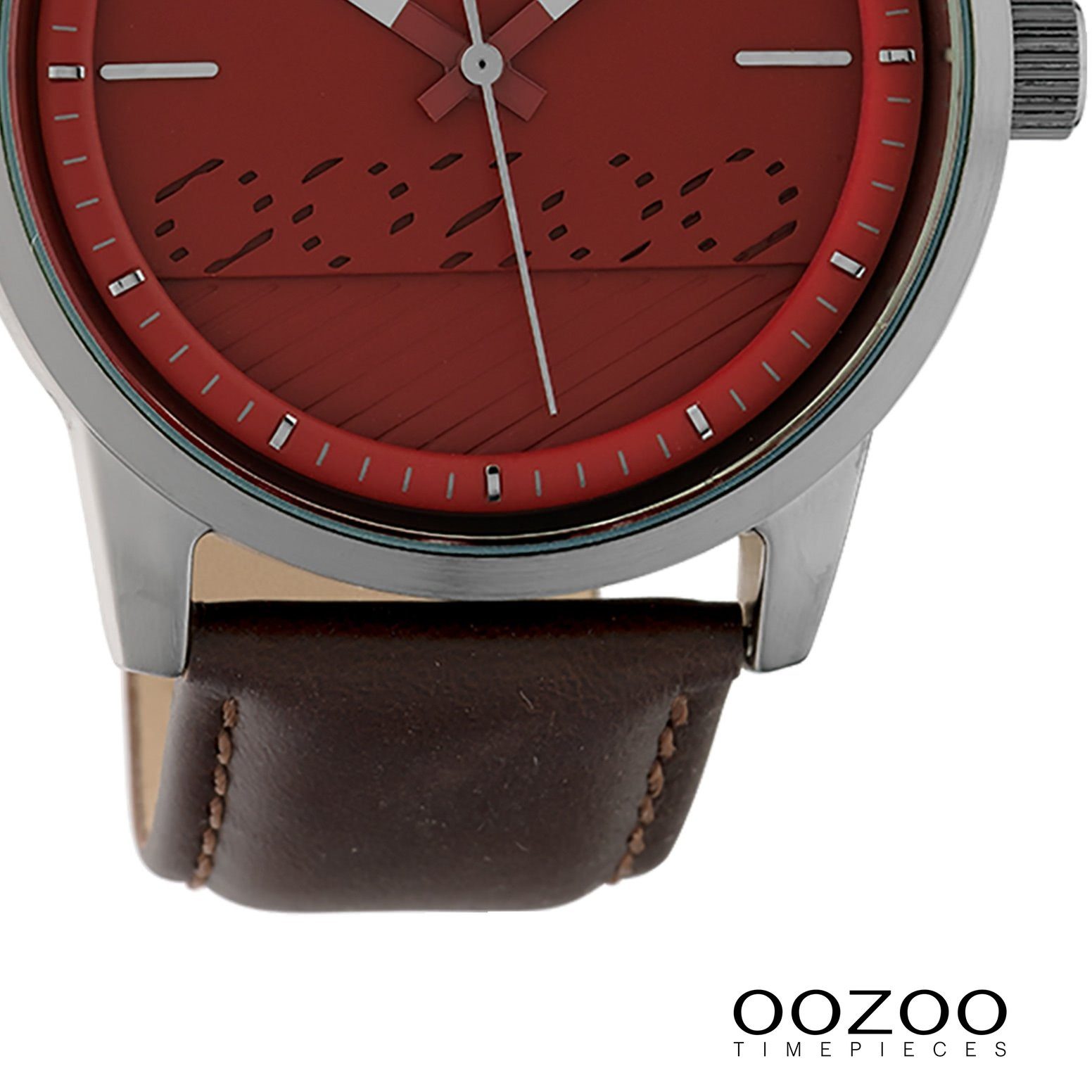 groß Damenuhr Lederarmband OOZOO 45mm), Armbanduhr (ca. OOZOO Quarzuhr rund, Damen Timepieces, Fashion braun, Oozoo