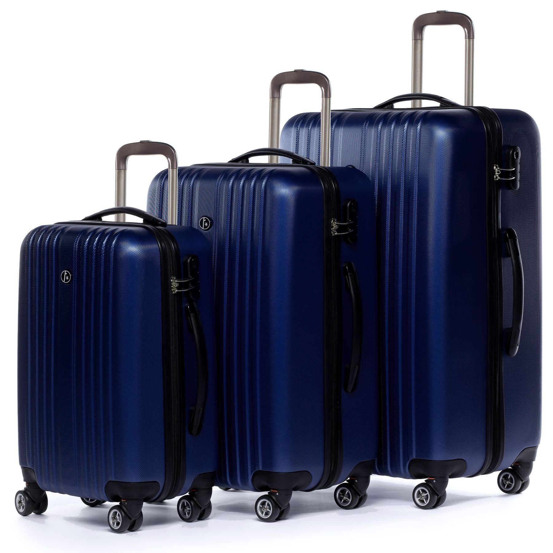 FERGÉ Kofferset »TOULOUSE«, Hartschale 3-teilig Reisekoffer erweiterbar mit  4 Rollen, Hartschalenkoffer (3 tlg., Gr. M, L und XL) Trolley-Set  Rollkoffer, Koffer-Set mit integriertem Zahlenschloss blau