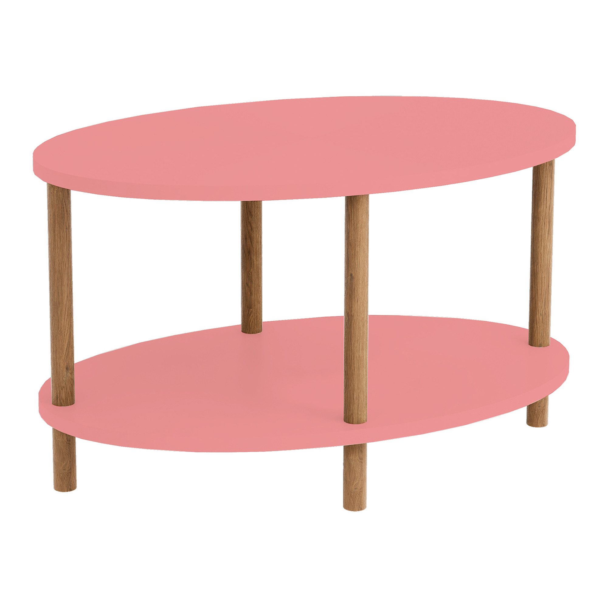 en.casa Couchtisch, »Højreby« oval Beine aus Buchenholz 70x44x43 cm Rosa günstig online kaufen