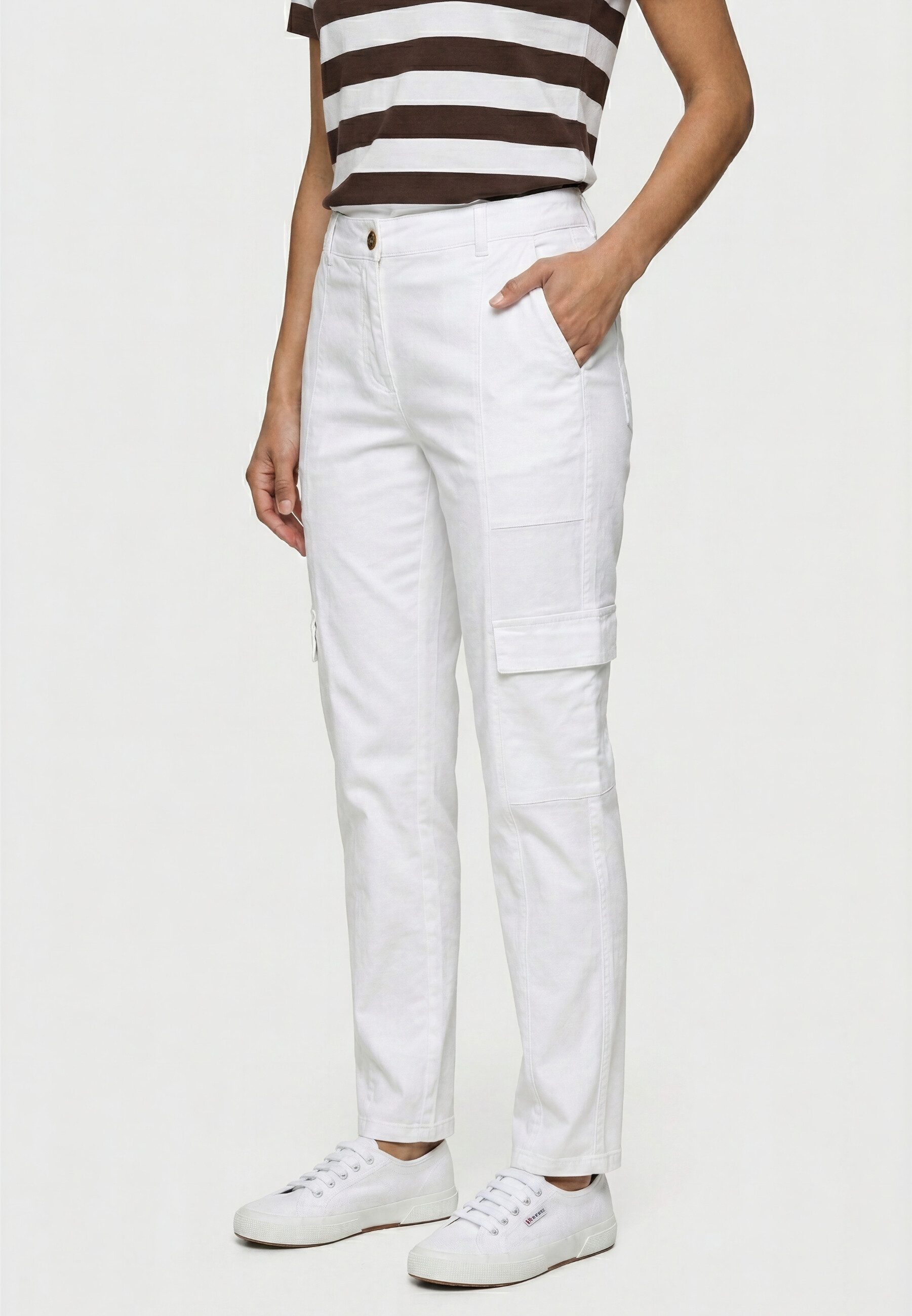 Olsen Stoffhose Hose im Cropped-Style mit Utility-Details