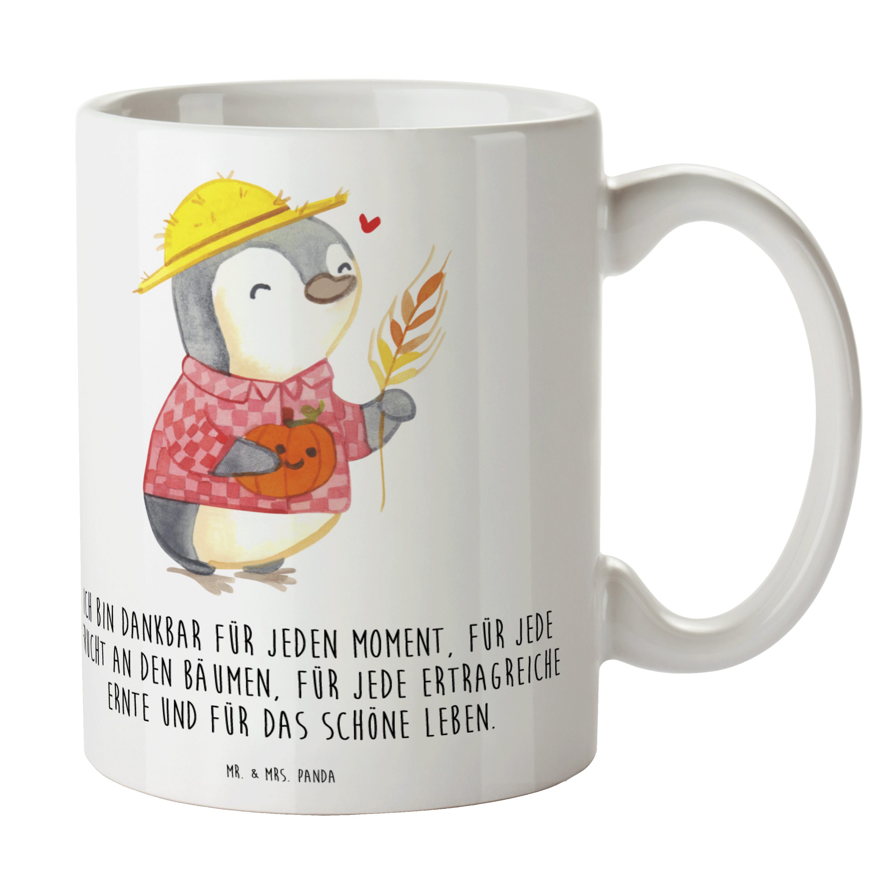 Motiv, Geschenk, Mr. S, - Erntedankfest Weiß & Tasse Pinguin Tasse Keramik Mrs. Herbst - Panda Tasse,
