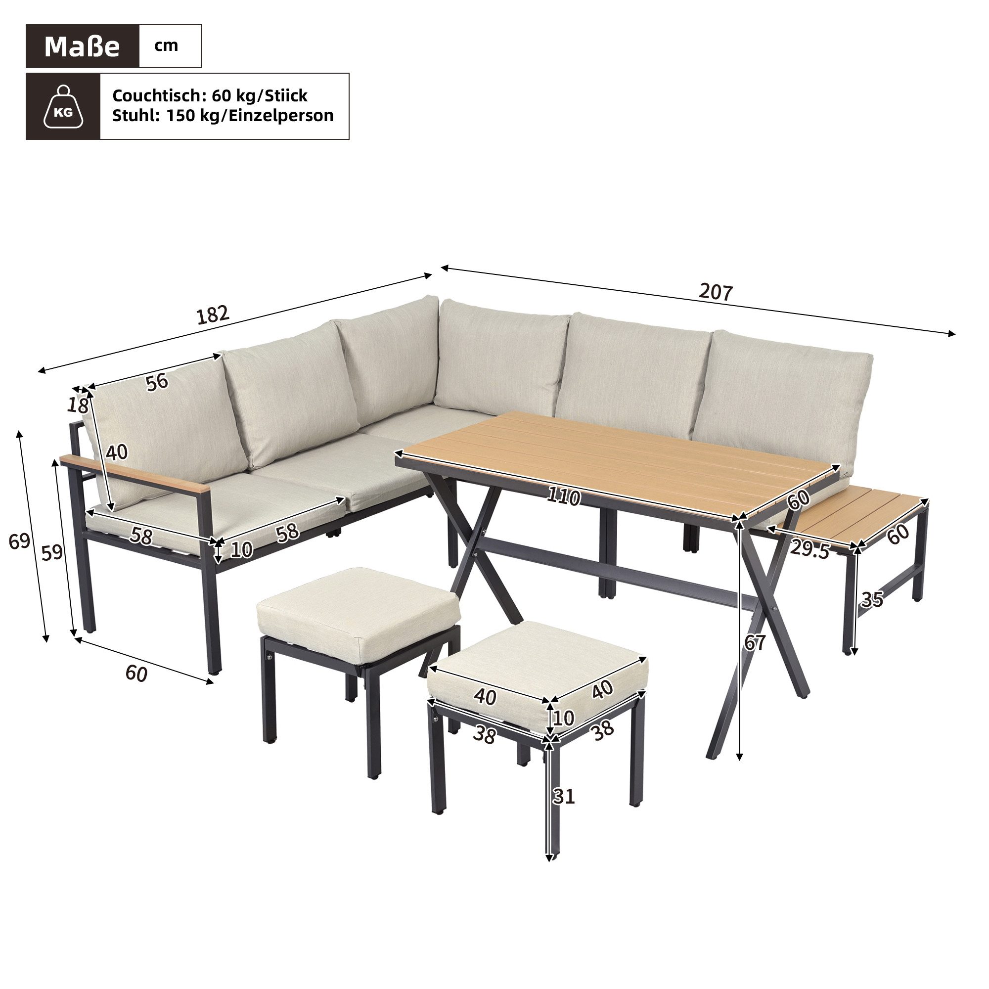 Celya Gartenlounge-Set Gartenlounges Balkon, Gartenmöbel Set günstig online kaufen