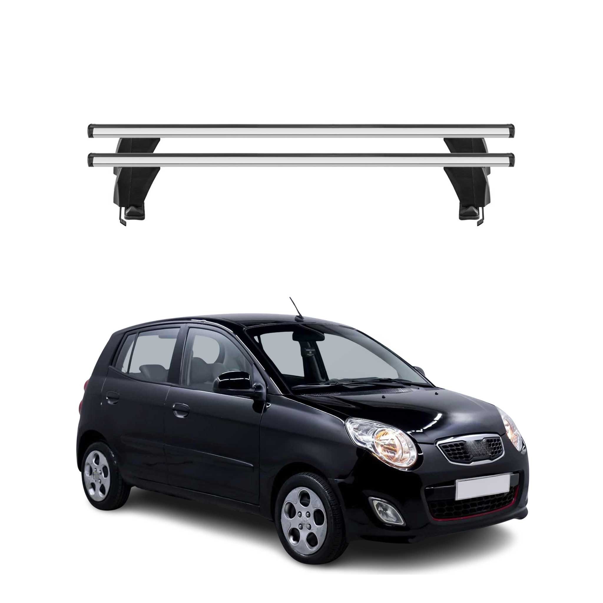 OMAC Dachträger Menabo Grundtäger für Kia Picanto 2011-2017 ABE Aluminium Silber 2tlg (2-St), Wasserbeständig,Abnehmbar,Multifunktional,Leichtgewichtig