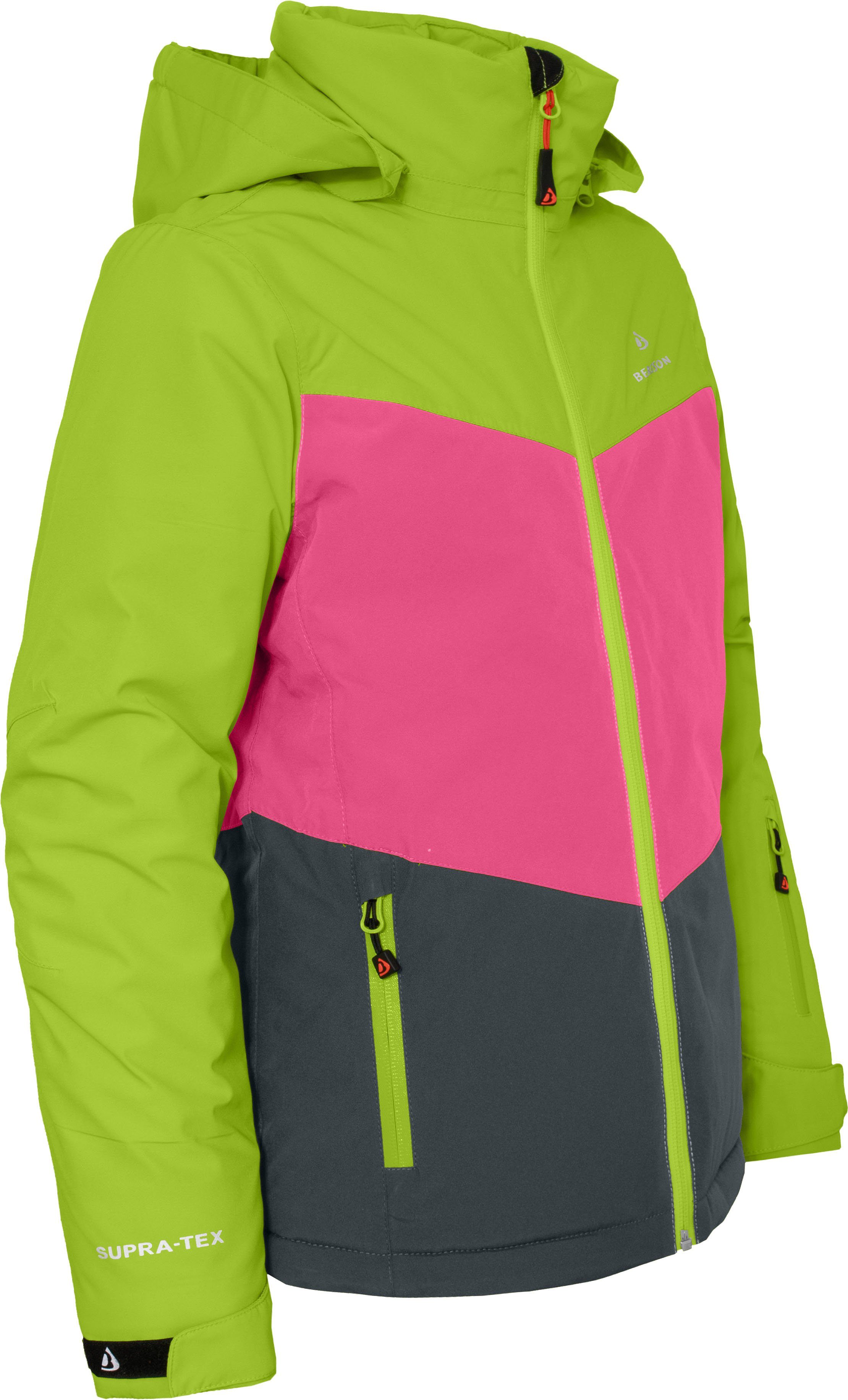 grün 20000 Skijacke, Kinder Mädchen mm lime Bergson LIESKA Winterjacke wattiert, Normalgrößen, Wassersäule, Skijacke