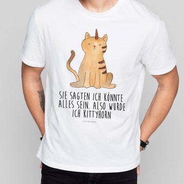 Mr. & Mrs. Panda T-Shirt Einhorn Katze - Weiß - Geschenk, Kittyhorn, Lustiges T-Shirt, Frauen, (1-tlg)