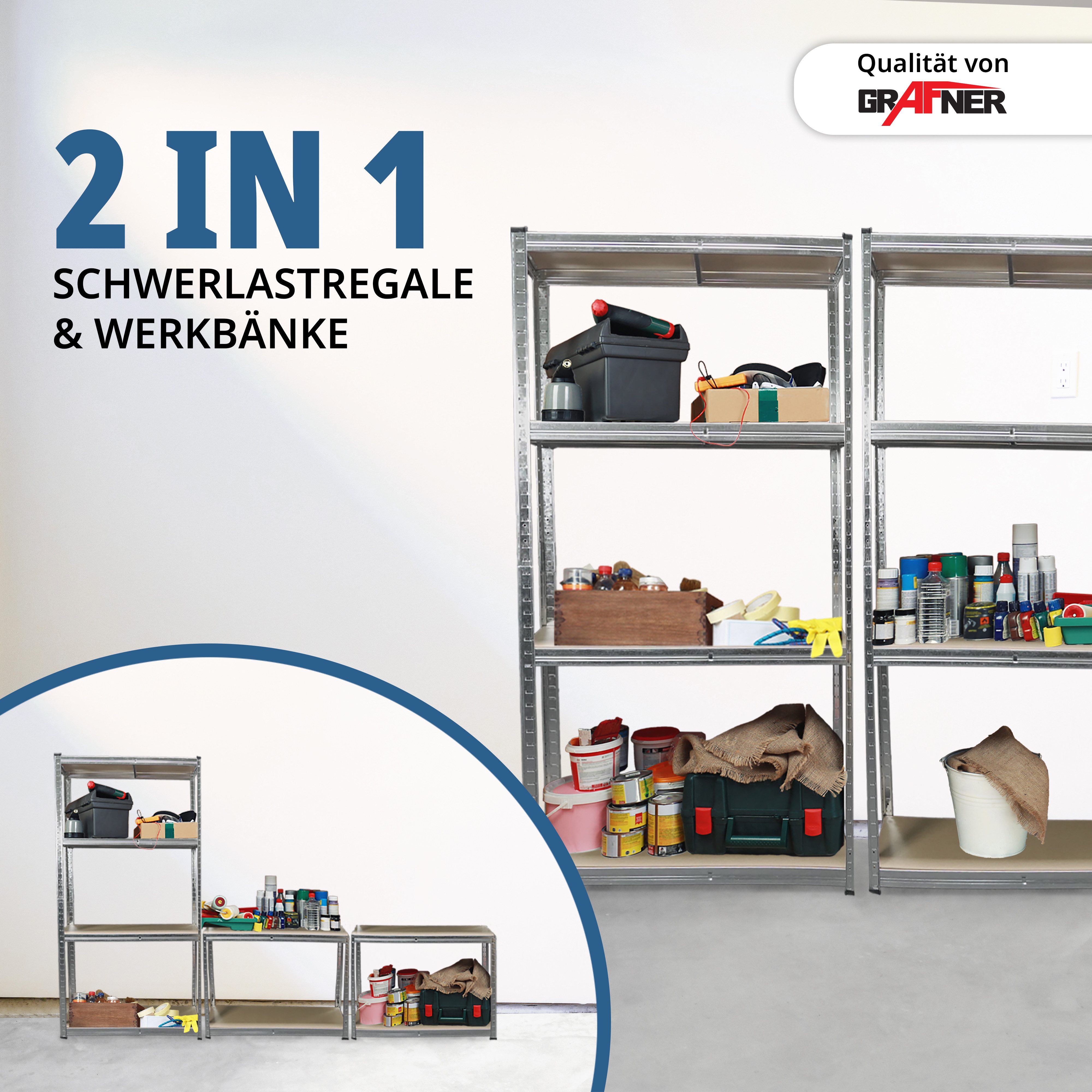 Grafner Schwerlastregal Schwerlastregal Lagerregal 2er Set Regal 10 Böden – Bild 4 von 5