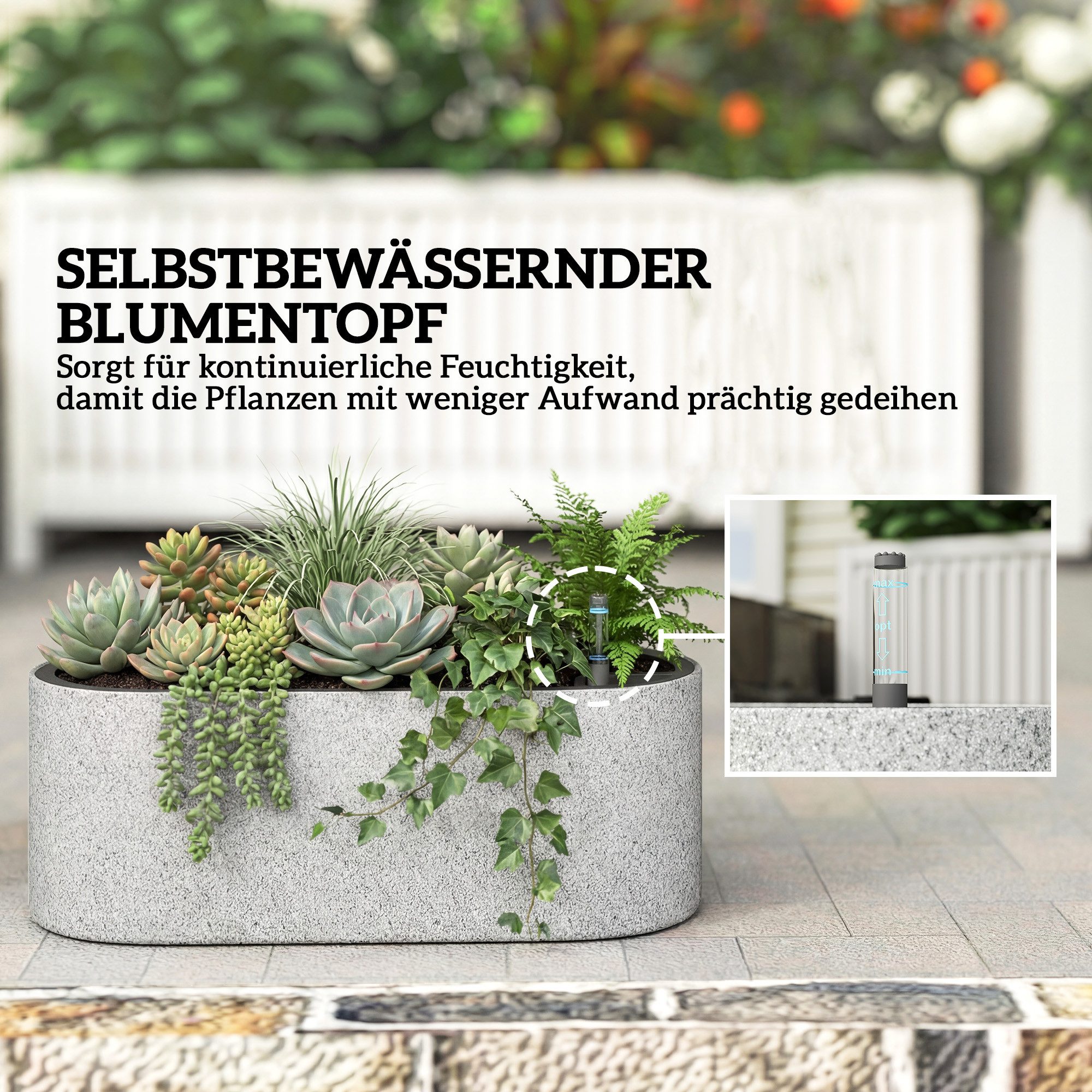 Outsunny Blumentopf Hängend Pflanztöpfe Blumenkübel oval mit Ablaufsystem Loch Haken (Pflanzkübel, 2 St., Pflanztopf), für Tomaten Blumen Garten Balkon Hellgrau – Bild 5 von 5