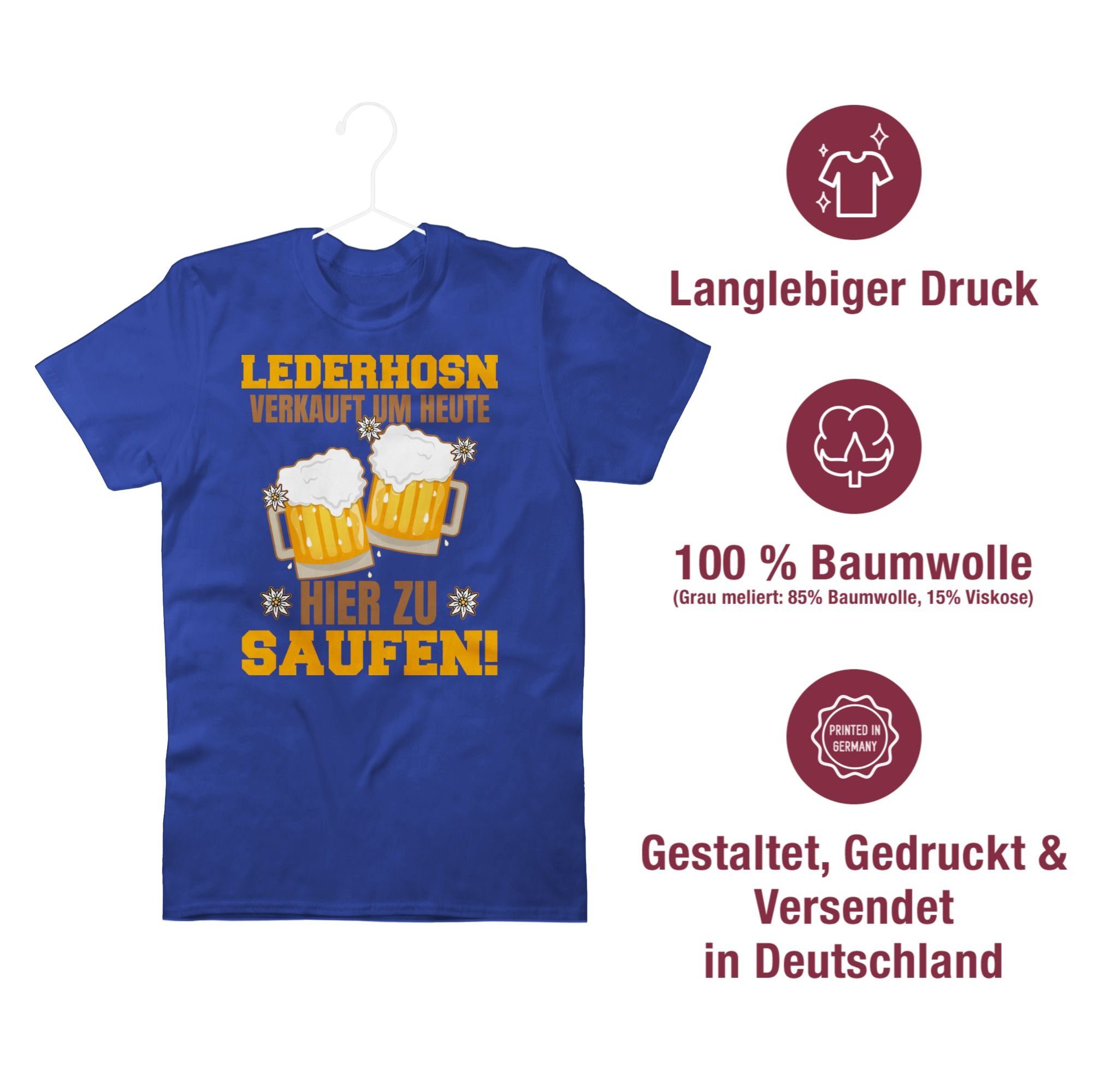 Shirtracer T-Shirt verkauft zu Bierkrug für 03 Royalblau - Oktoberfest um Mode heute Herren hier saufen Lederhosn