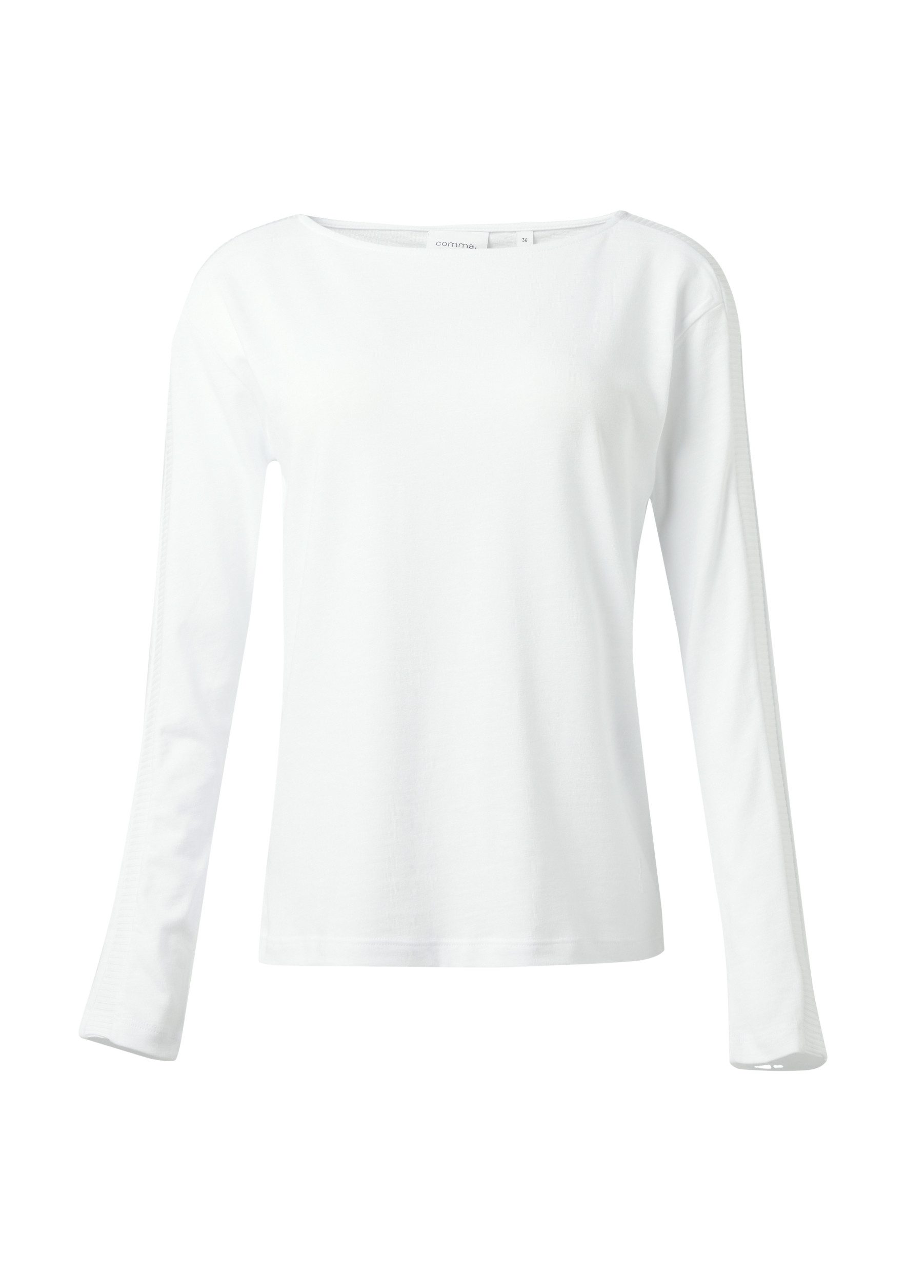 3/4-Arm-Shirt Langarmshirt mit Ripp-Detail - Regular Fit