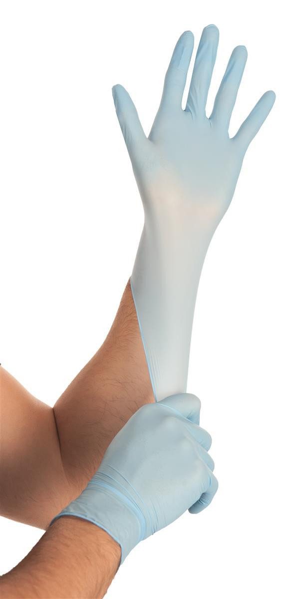 HYGOSTAR Baumwollhandschuhe 261581 Nitrilhandschuhe Safe Super Stretch blau Gr. 8/M puderfrei