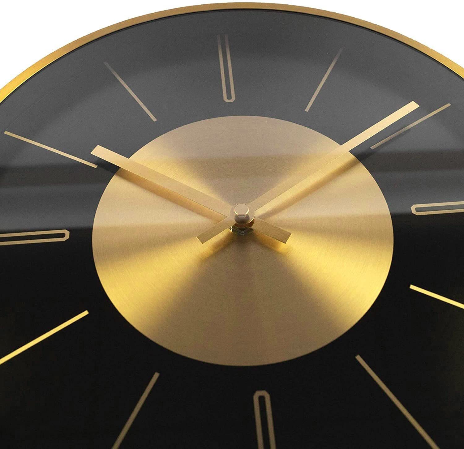 K&L Wall Art Wanduhr Aluminium Wanduhren ohne Ticken Metalluhr modern (Gold Optik 30cm)