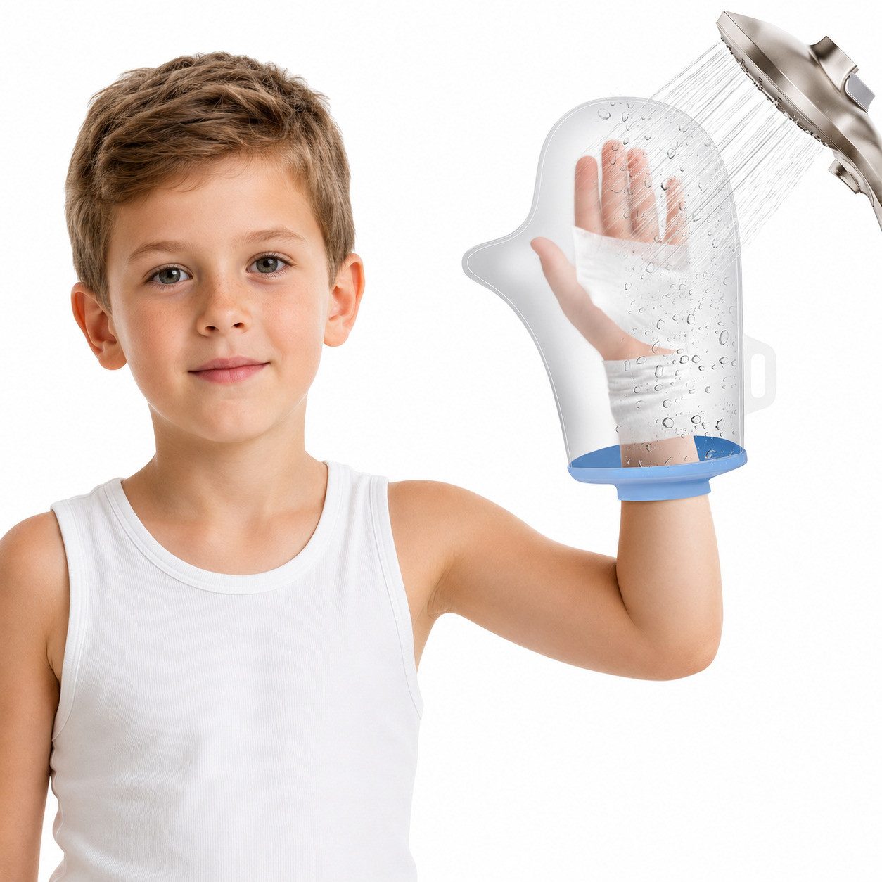 COOL-i ® Protektorenjacke Duschschutz für Arm & Bein, Beine mit Antirutschpads, Wasserdichte Schutzhülle ohne Ring, Wiederverwendbare