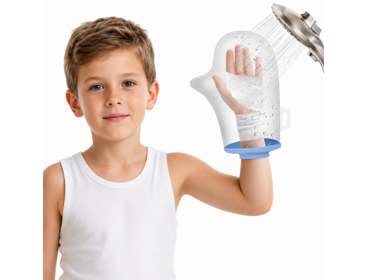COOL-i ® Protektorenjacke Duschschutz für Arm & Bein, Beine mit Antirutschpads, Wasserdichte Schutzhülle ohne Ring, Wiederverwendbare