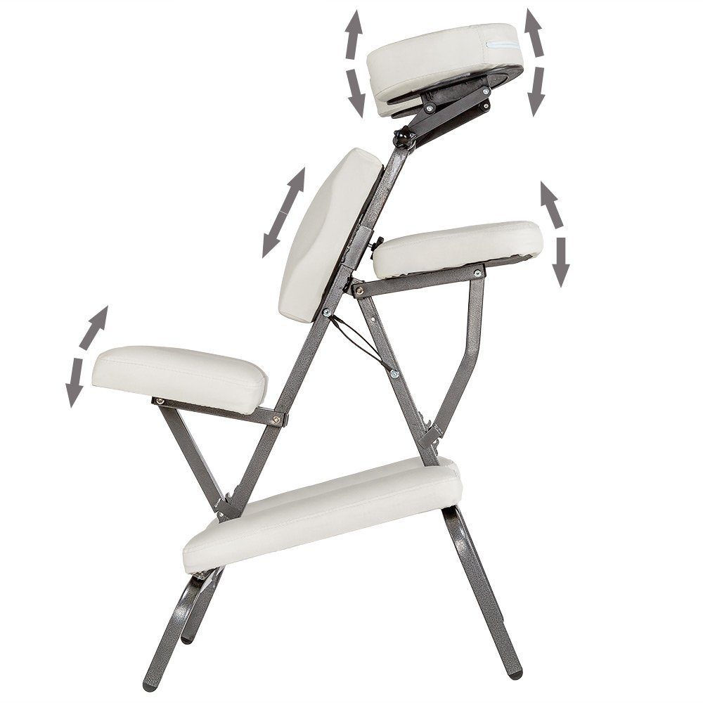 tectake Massagesessel einstellbar, Massagestuhl Sitz weiß gepolsterter aus Kunstleder