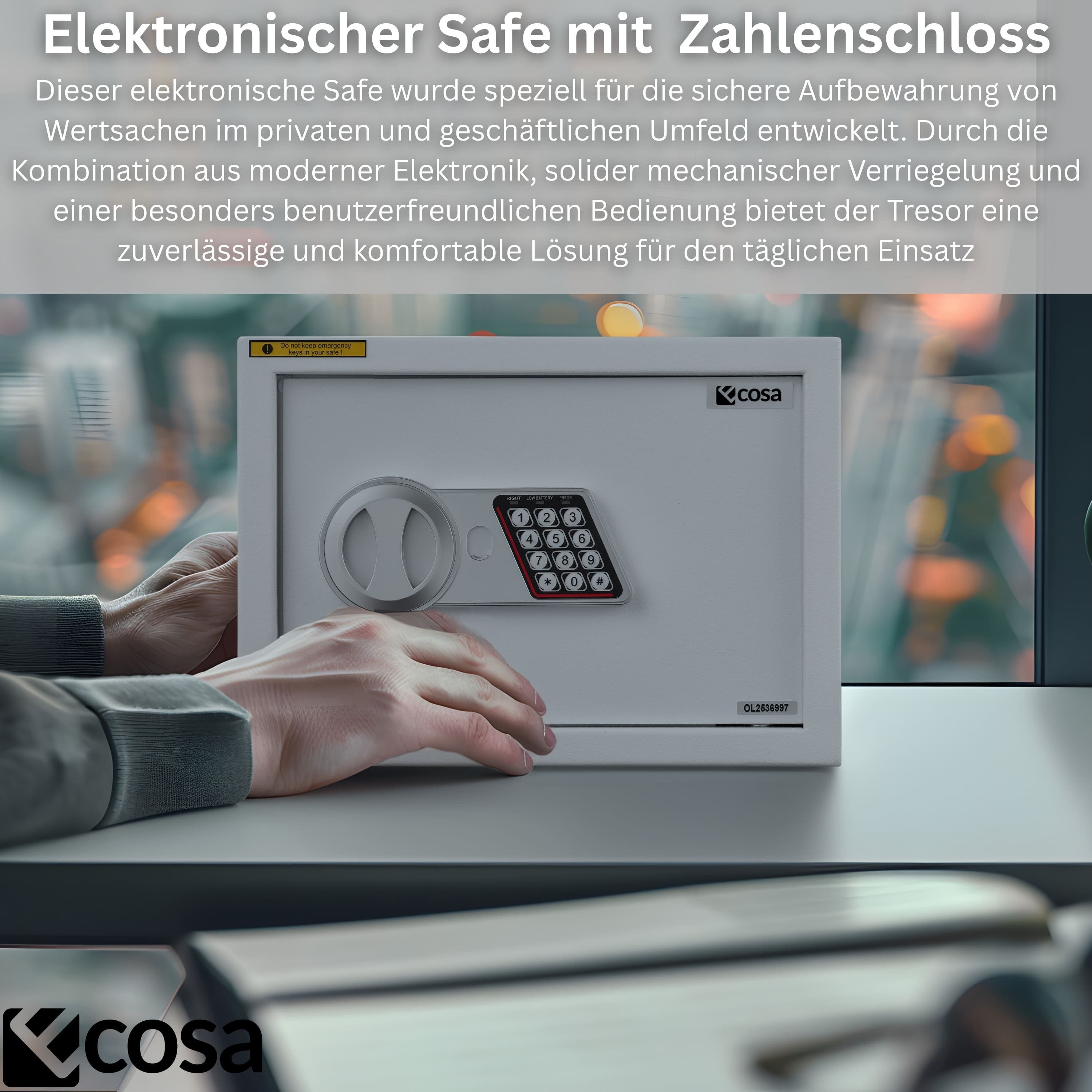 ecosa Möbeltresor EO-5061, Gepolsterter Innenraum zum Schutz Ihrer Wertgegenstände